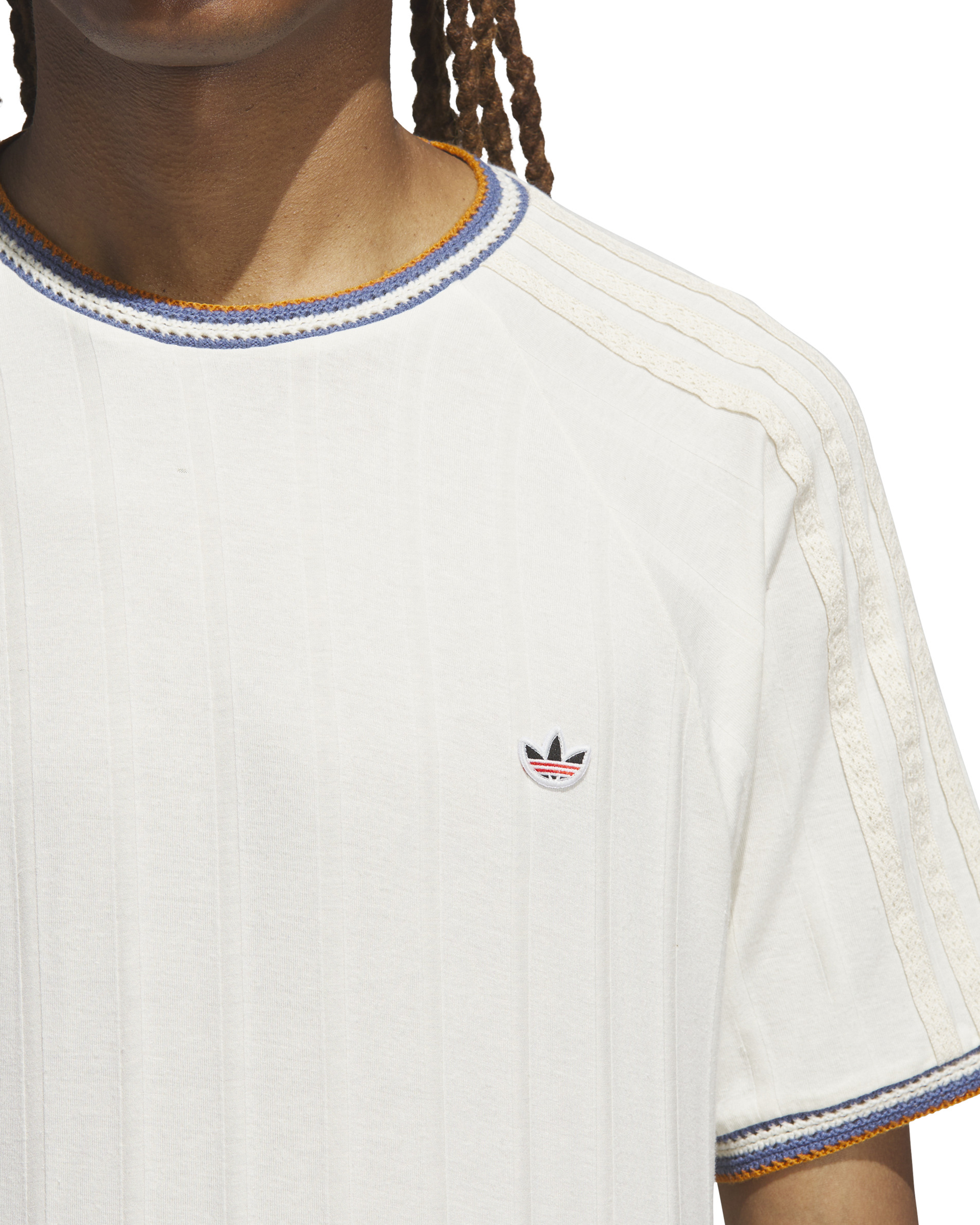 CLOT Knit Collar 3-Stripes T-Shirt - Cream