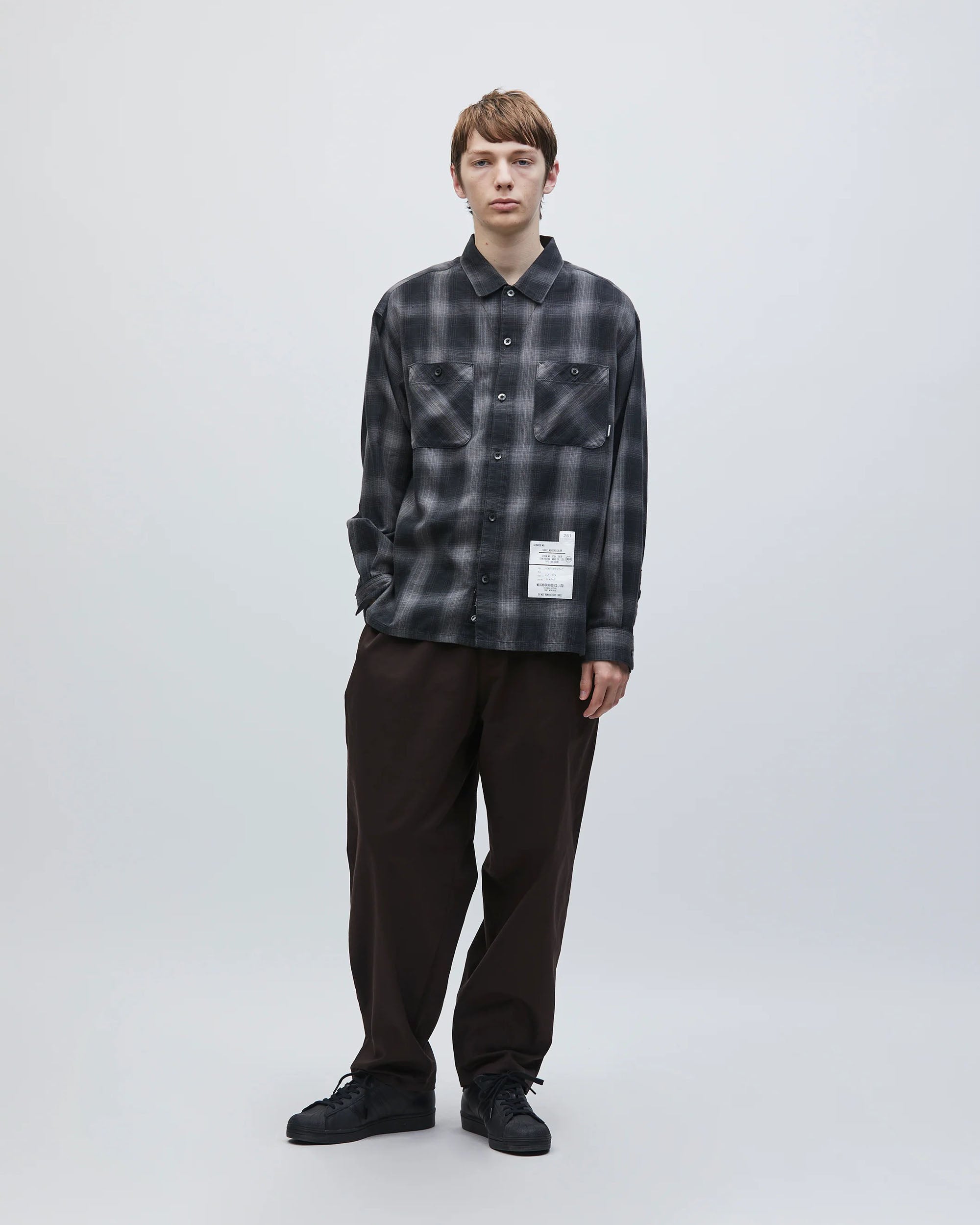 L/S Hombre Check Shirt - Charcoal / Mustard