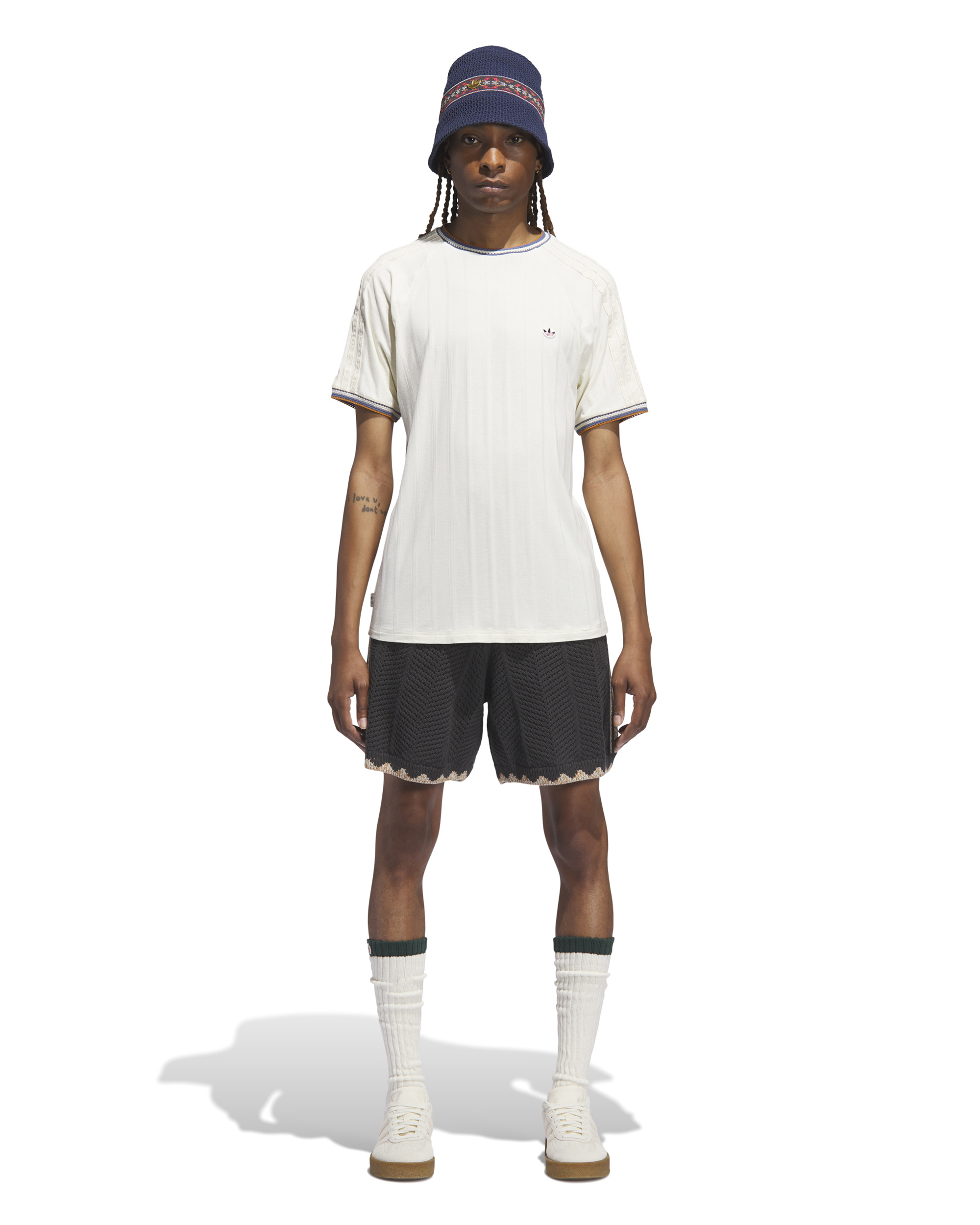 CLOT Knit Collar 3-Stripes T-Shirt - Cream