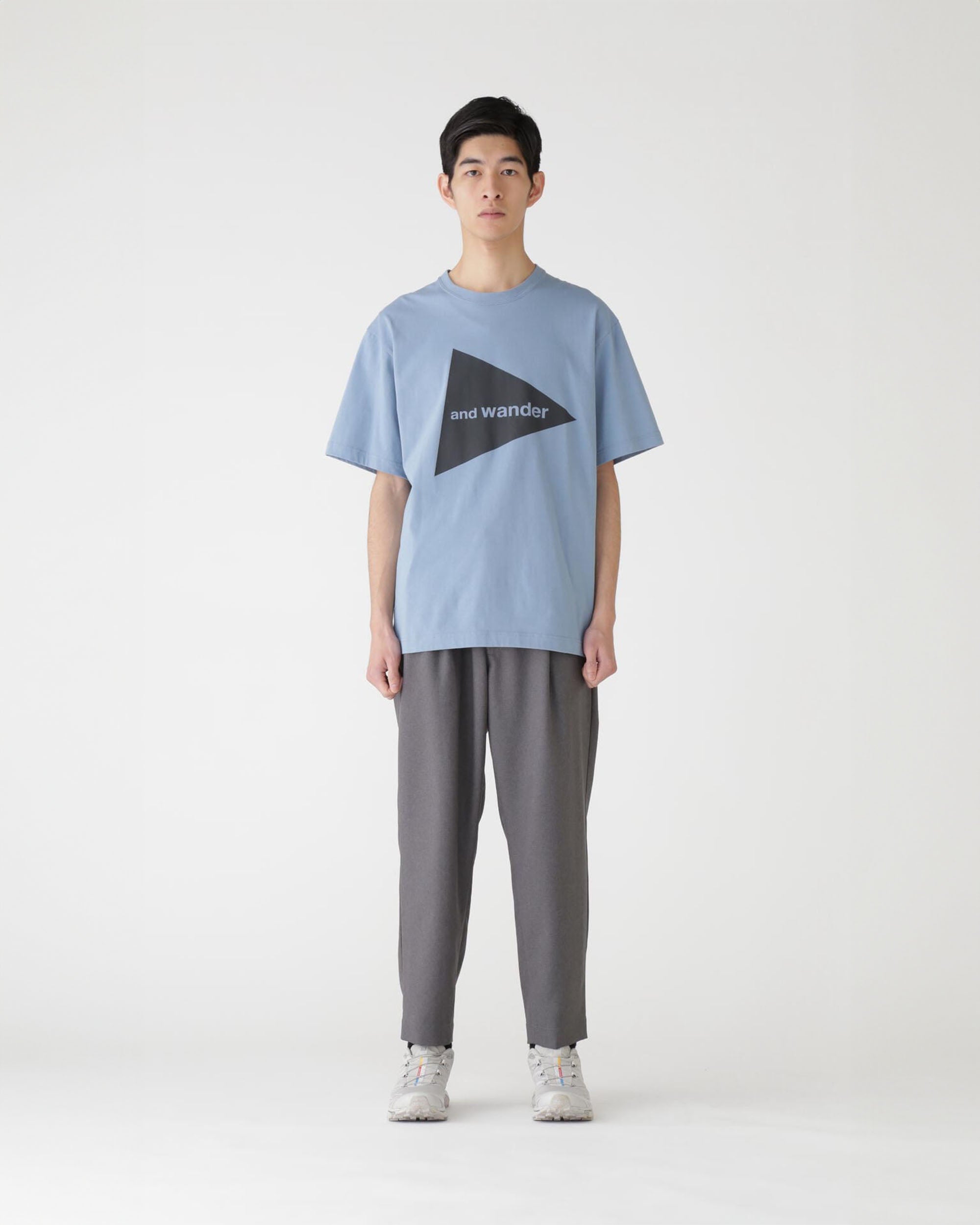 And Wander Logo Short Sleeve T-Shirt - Light Blue