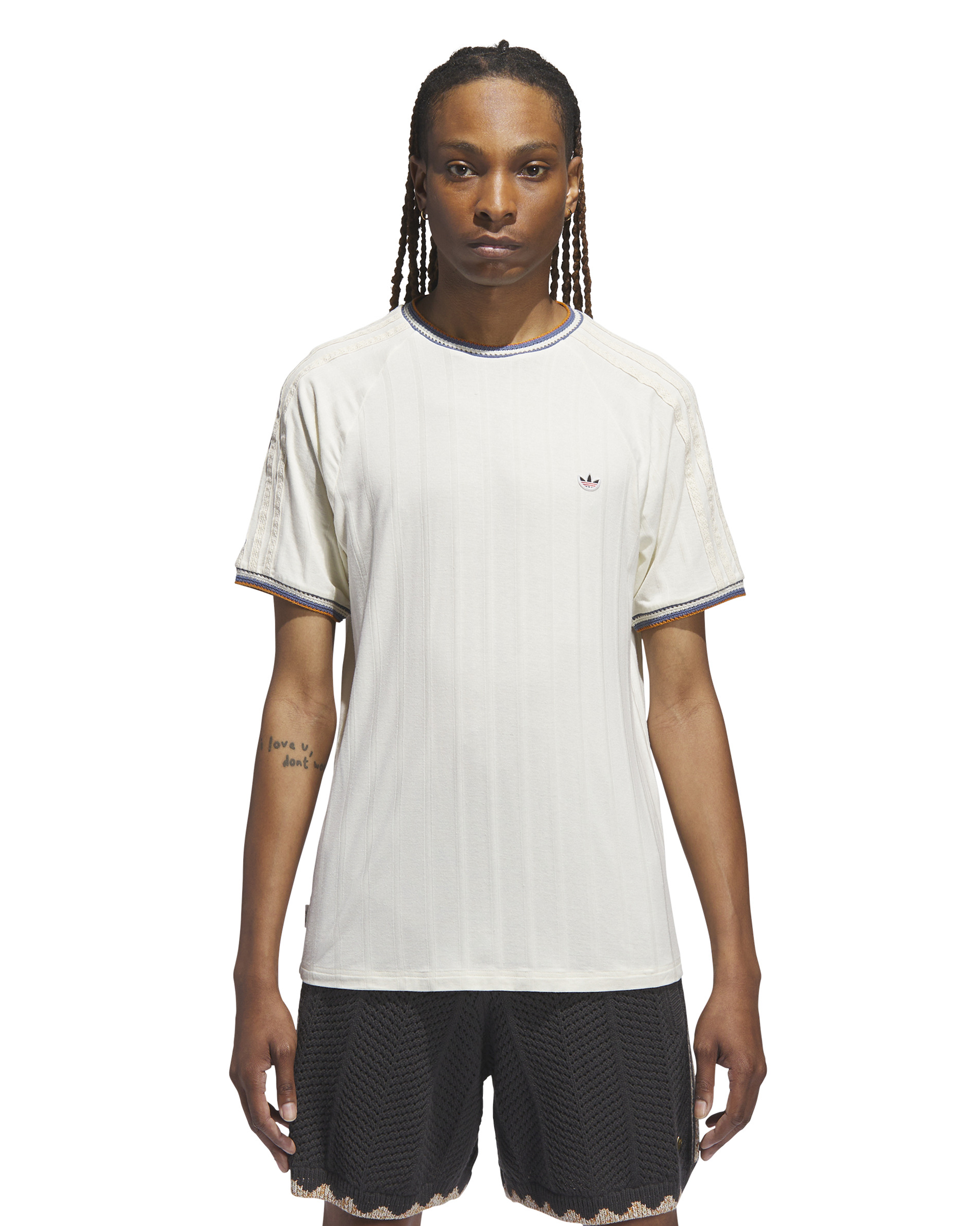 CLOT Knit Collar 3-Stripes T-Shirt - Cream