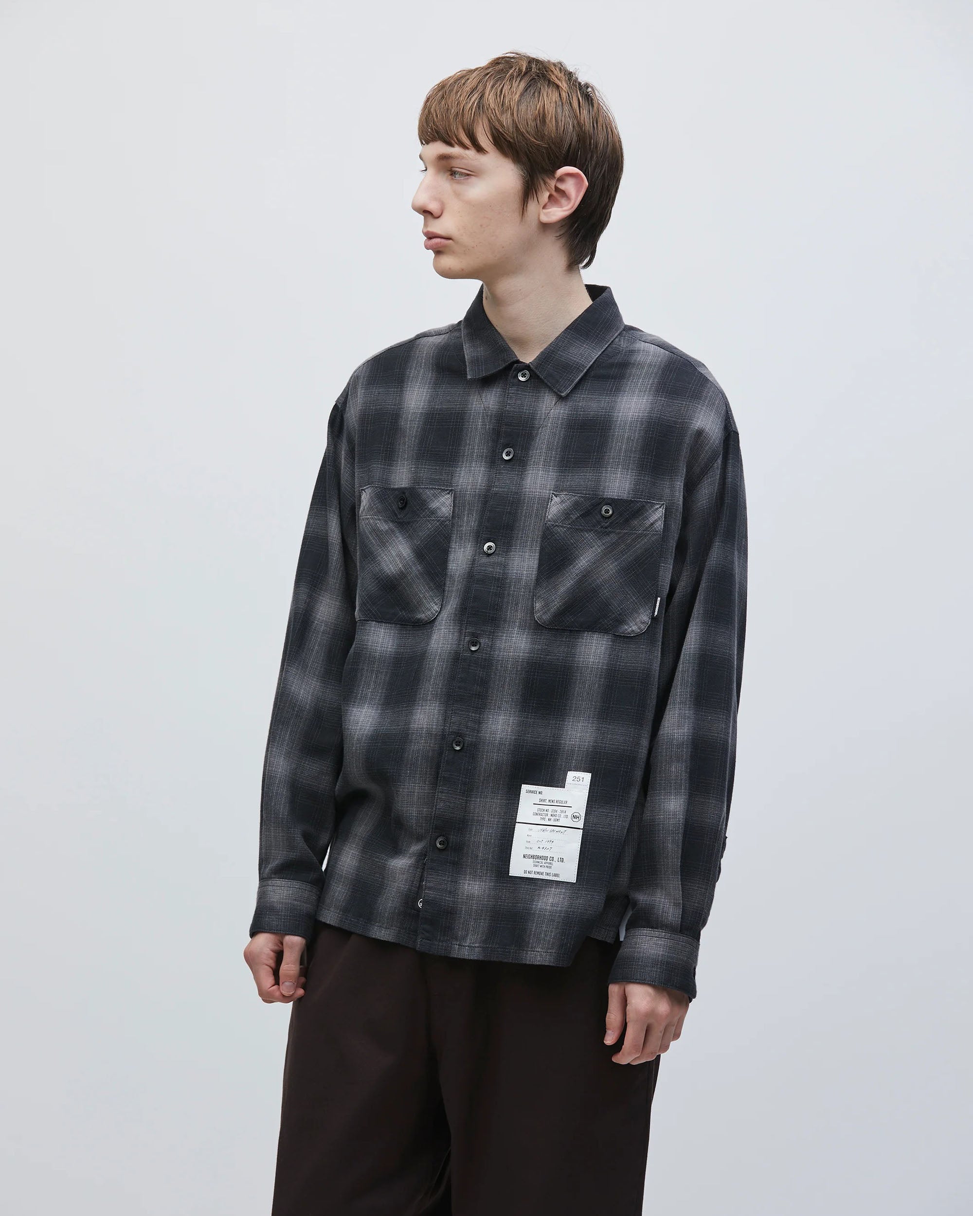 L/S Hombre Check Shirt - Charcoal / Mustard