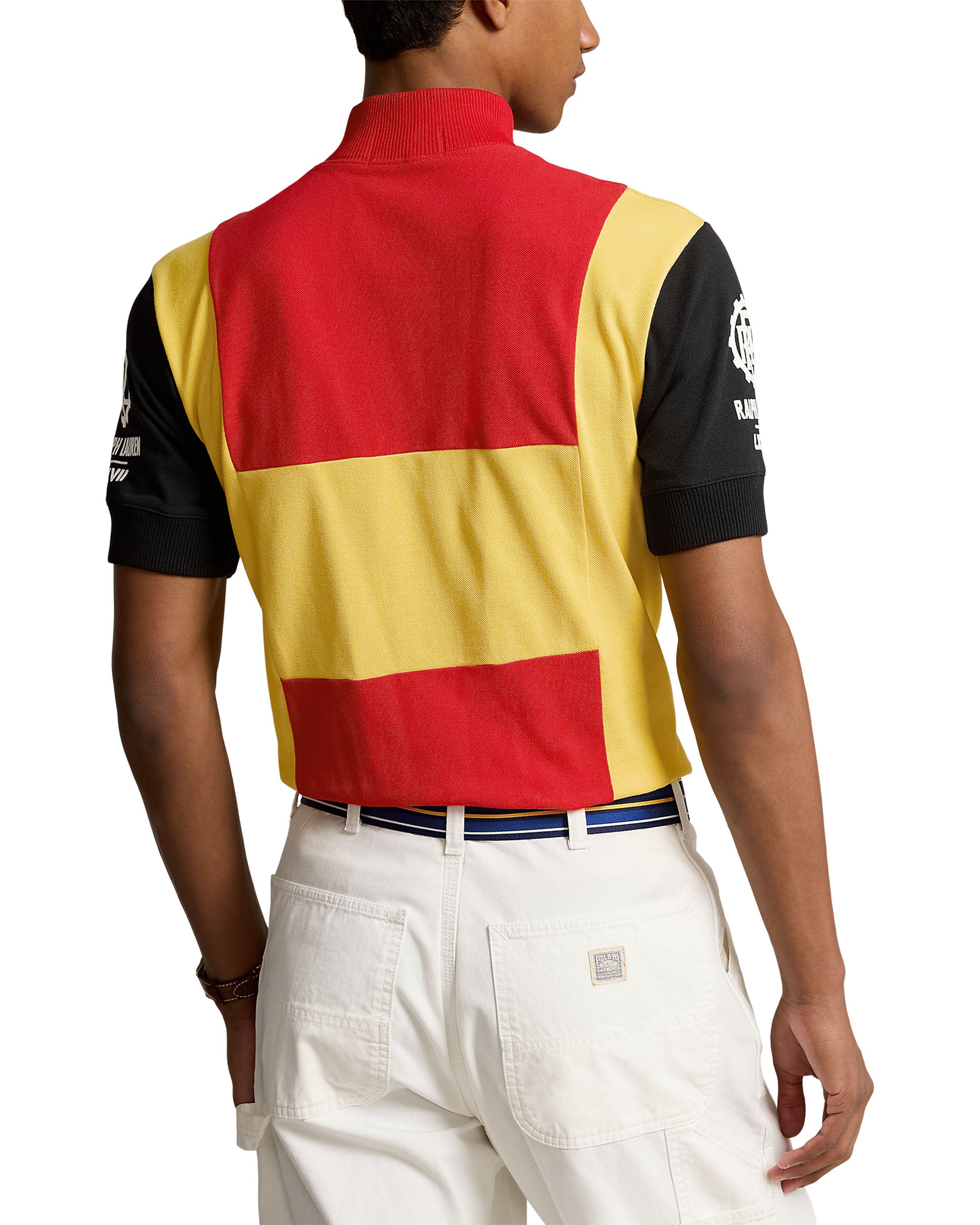 Basic Mesh Half Zip Top - Red / Yellow