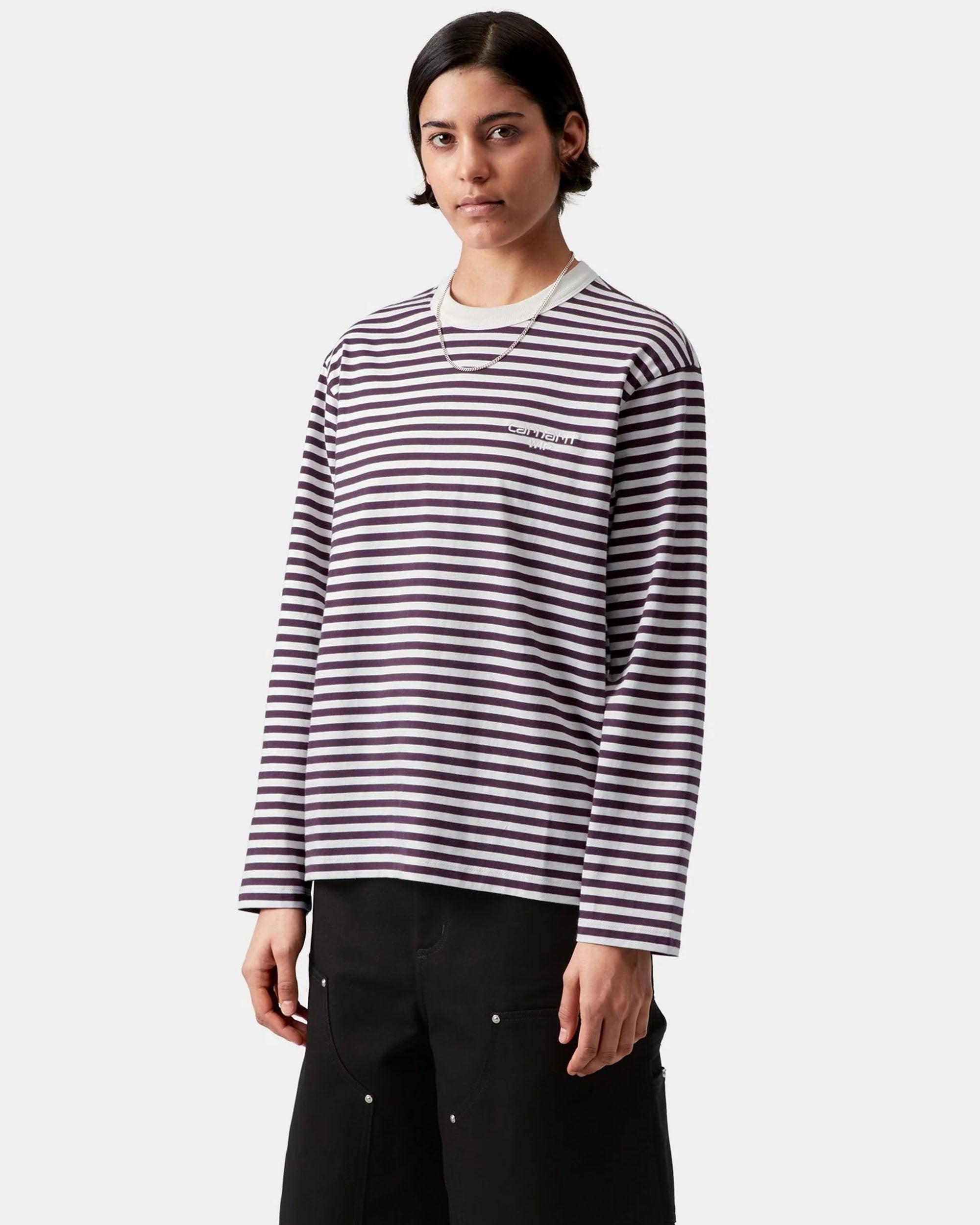 Women's L/S Ezra T-shirt - Ezra Stripe / Cozy Purple / Wax