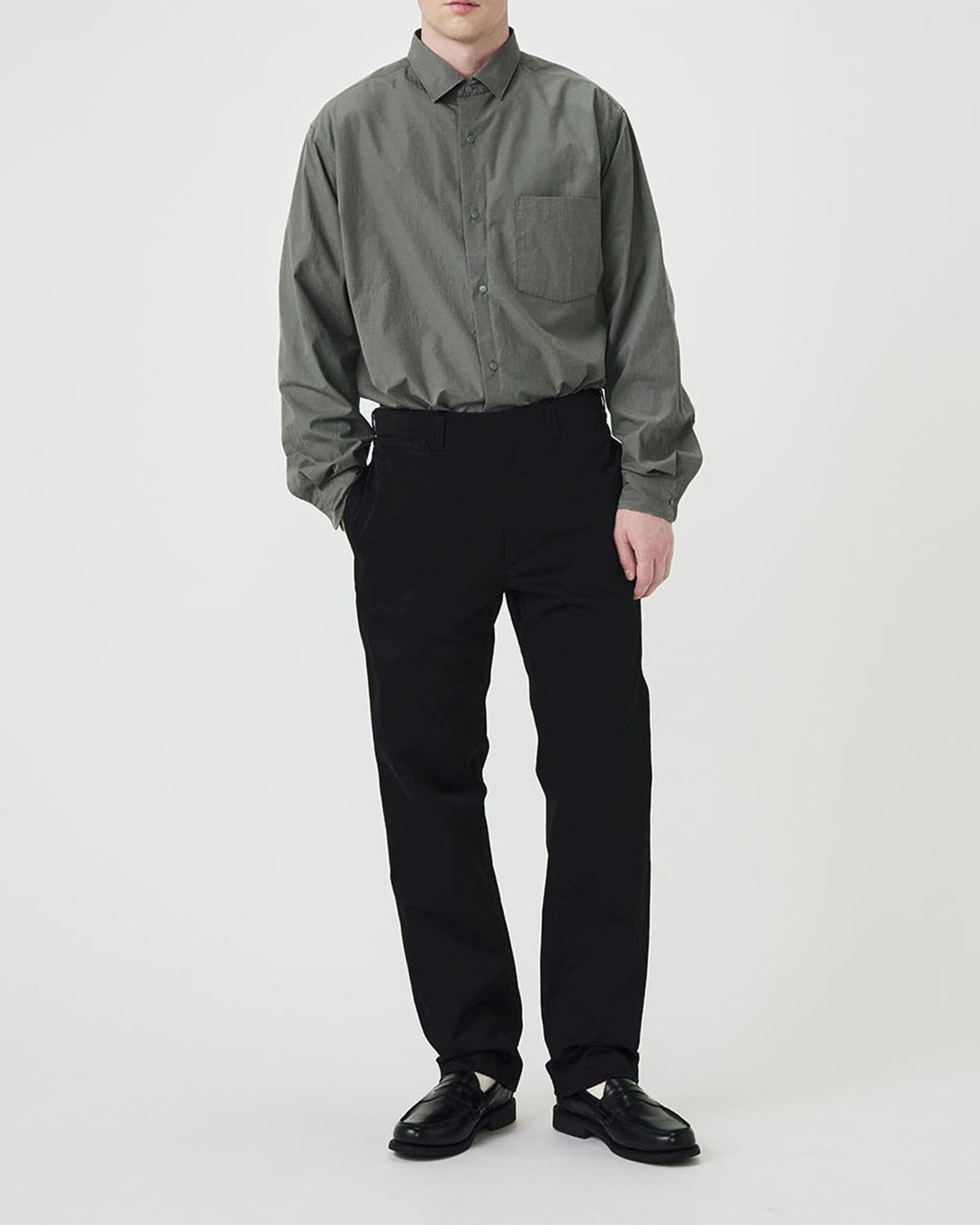 Regular Collar Wind Shirt - Off White