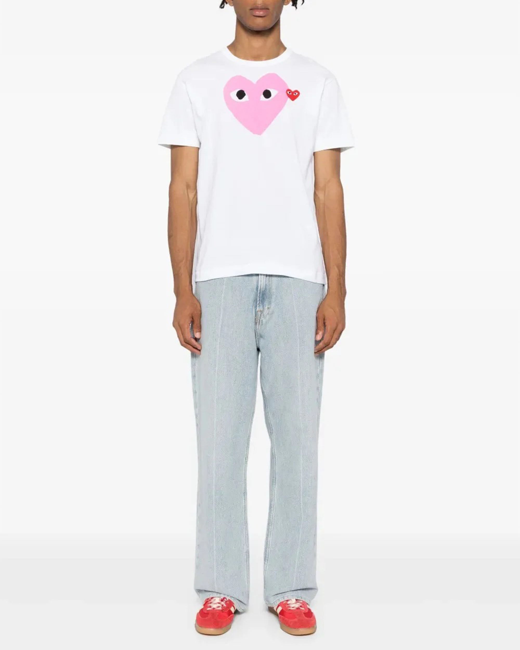 Women's Pink Heart T-Shirt - White / Pink