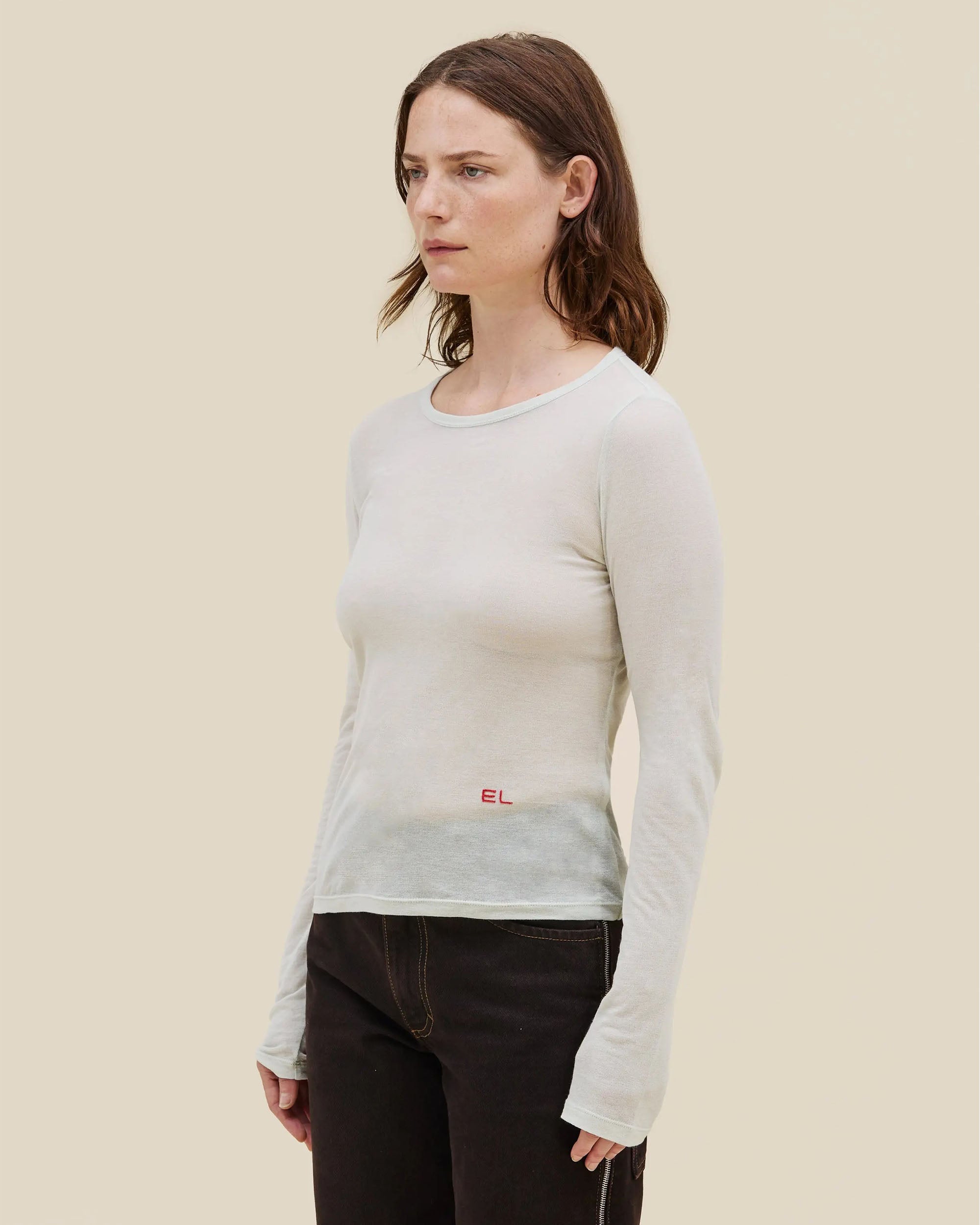 Eckhaus Latta Base L/S - Mint - Cotton Blend Long Sleeve Tee