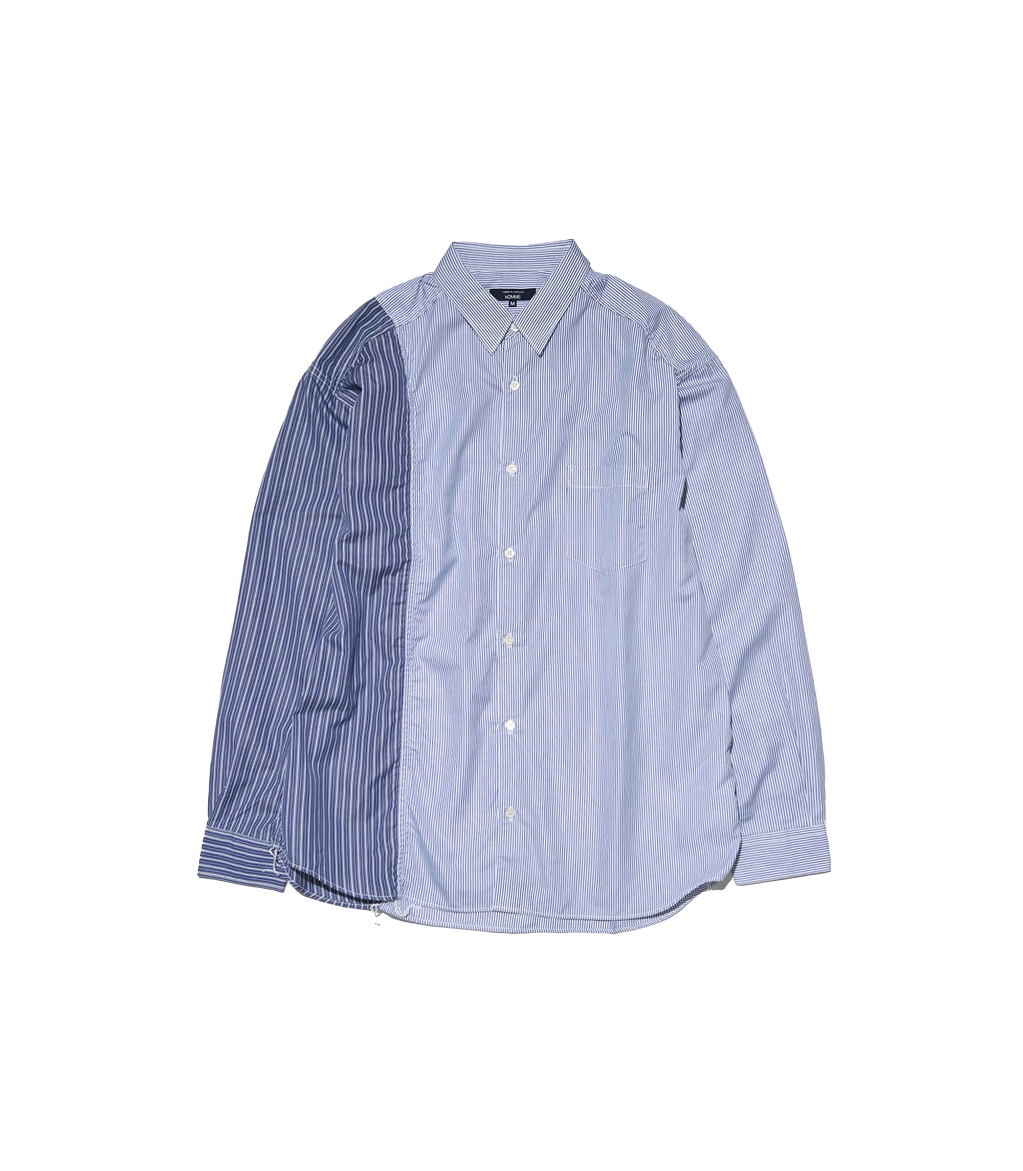 Multi Panel L/S Shirt - White / Navy