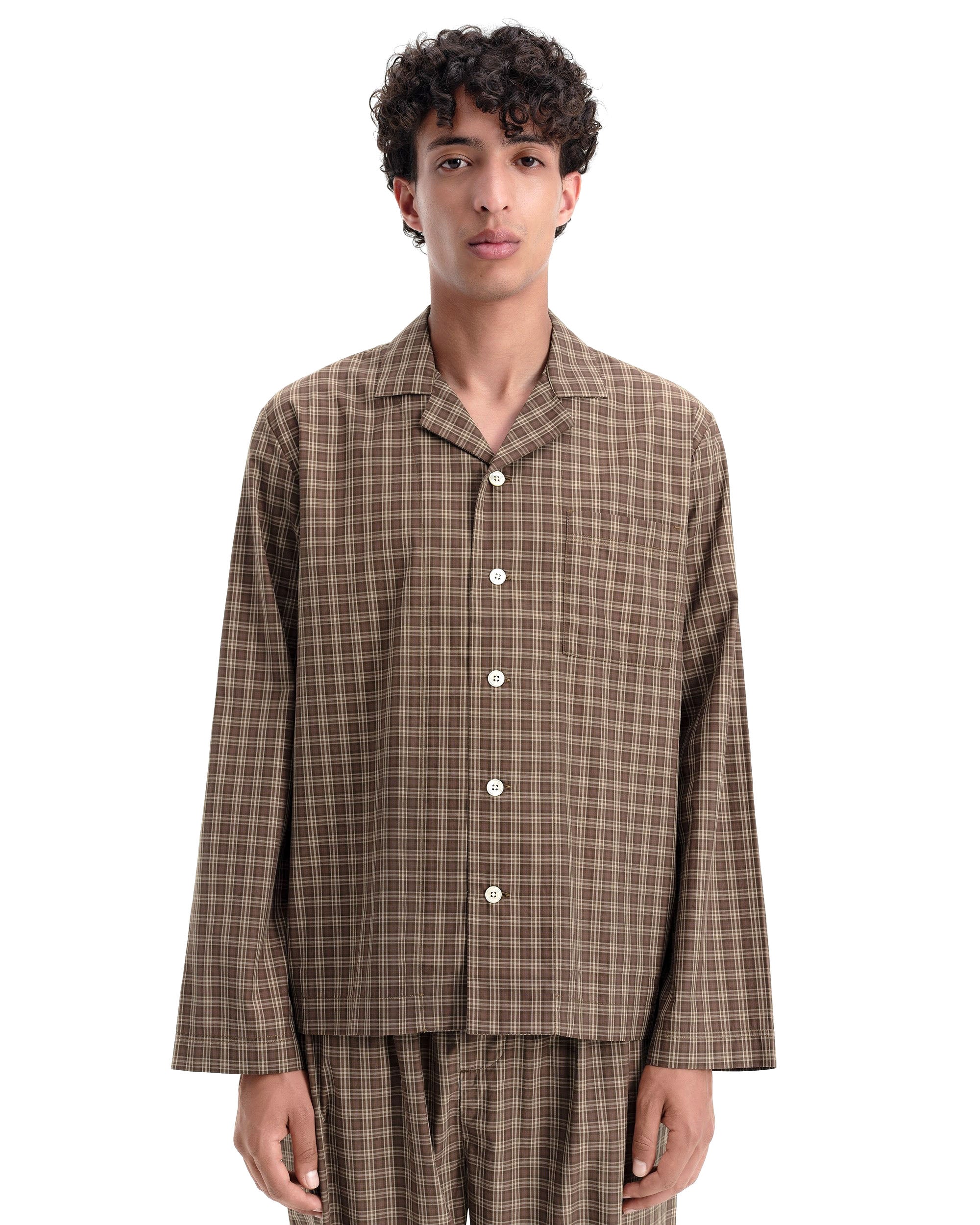 Mens Fine Twill Pyjama L/S Shirt - Serra Checks