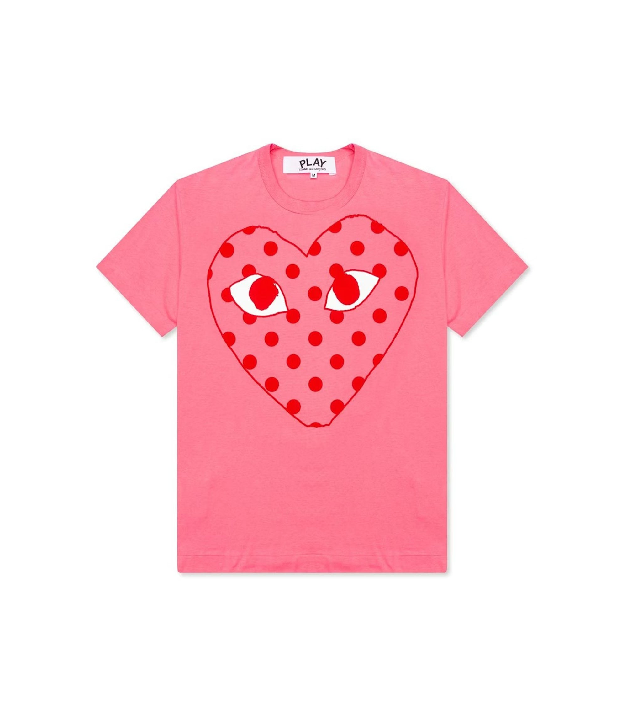 Polka Dot Heart T-Shirt - Pink / White