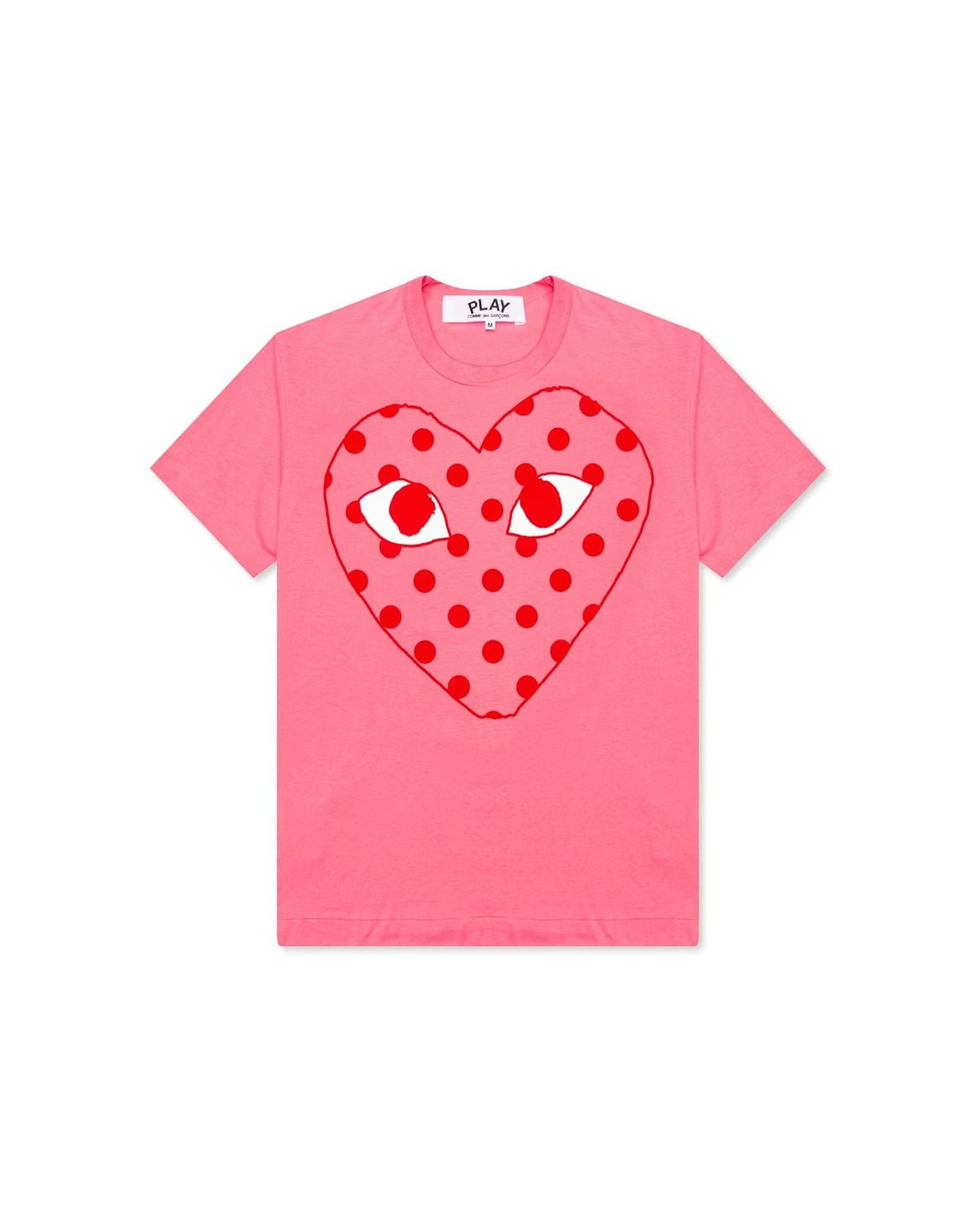 Polka Dot Heart T-Shirt - Pink / White