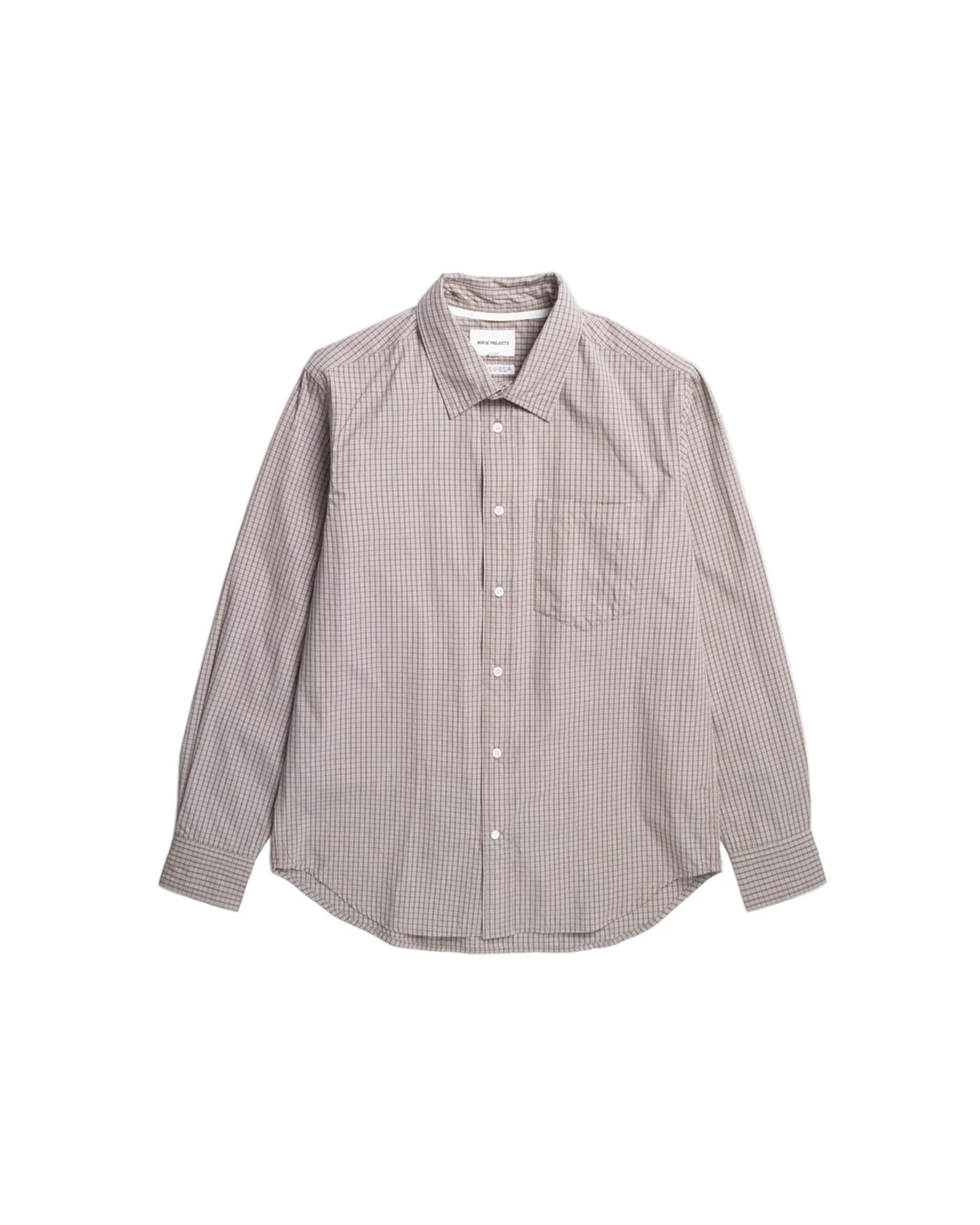 Ole Oversize Poplin Check Shirt - Walnut