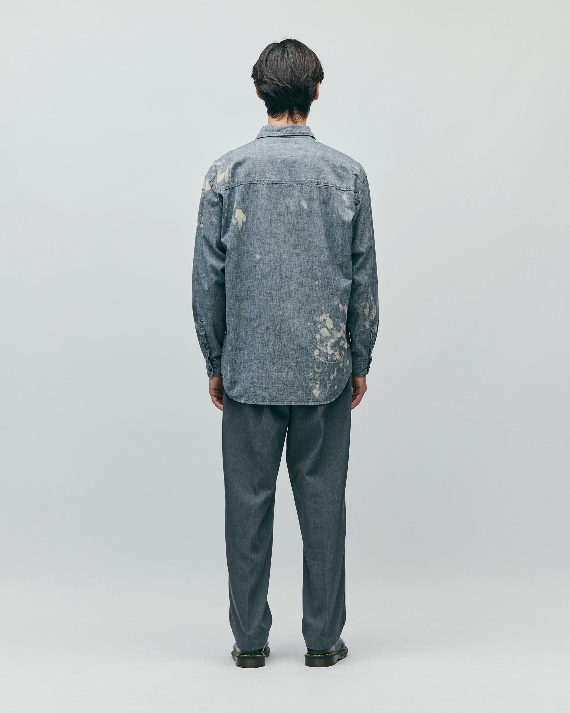 Garment Bleach Chambray L/S Shirt - Black