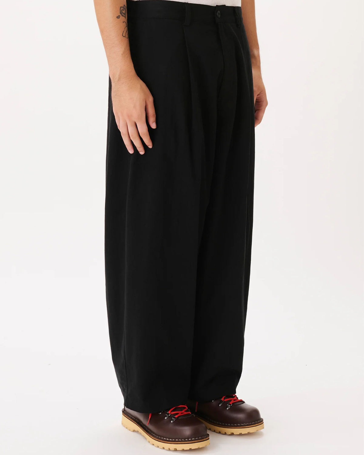 Herringbone Balloon Trousers - Black