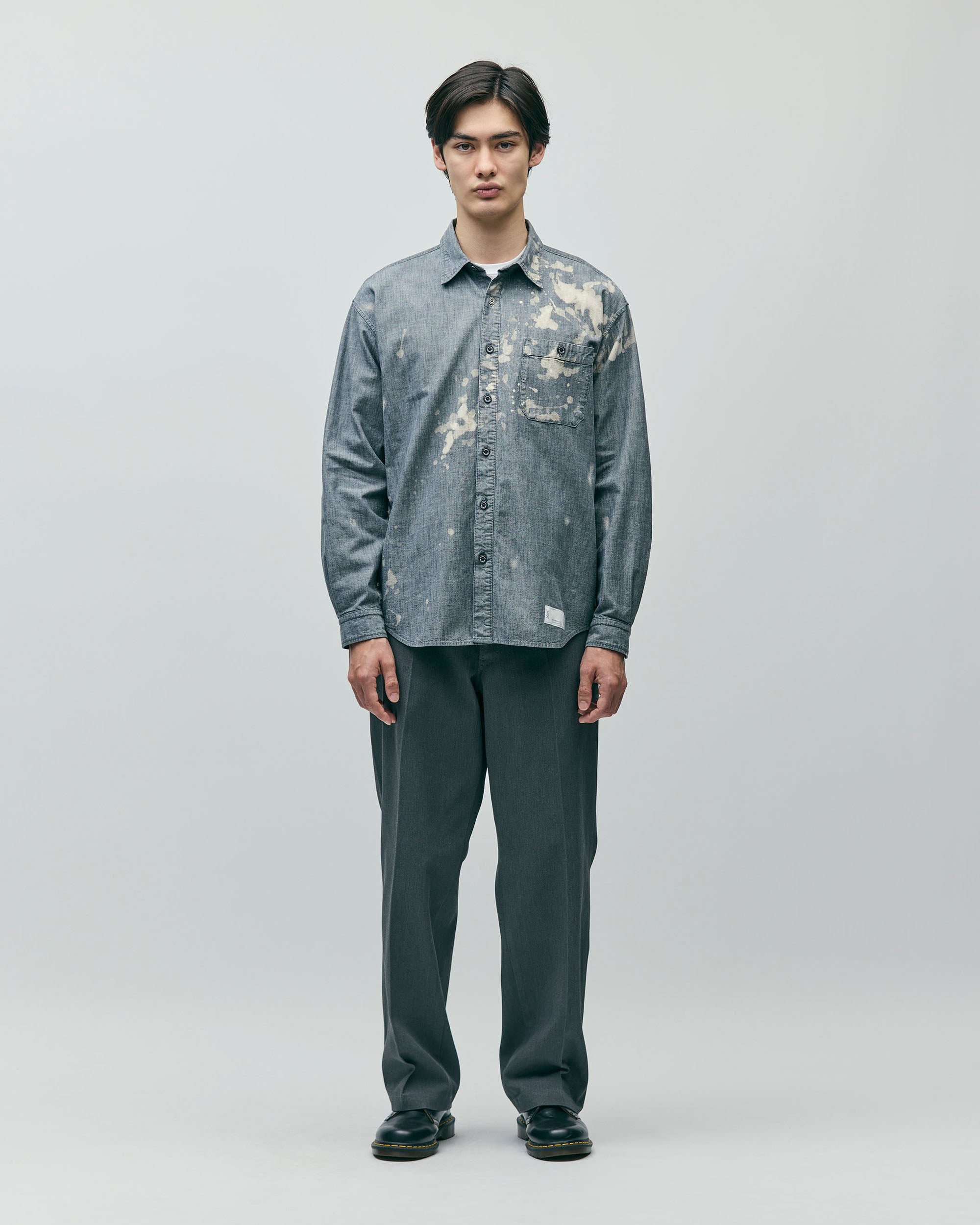 Garment Bleach Chambray L/S Shirt - Black