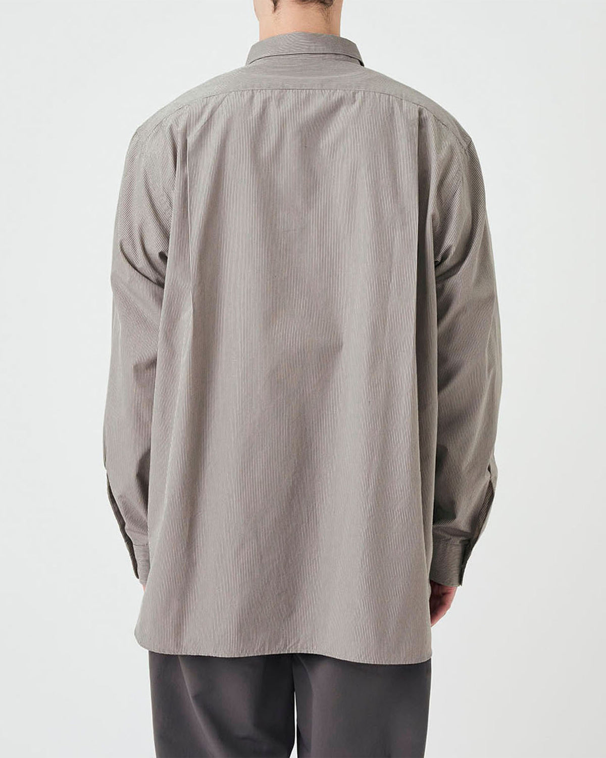 Regular Collar Striped Wind Shirt - Gray