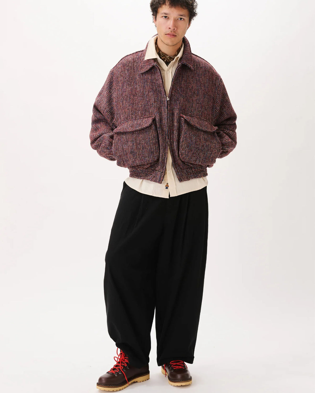 Herringbone Balloon Trousers - Black