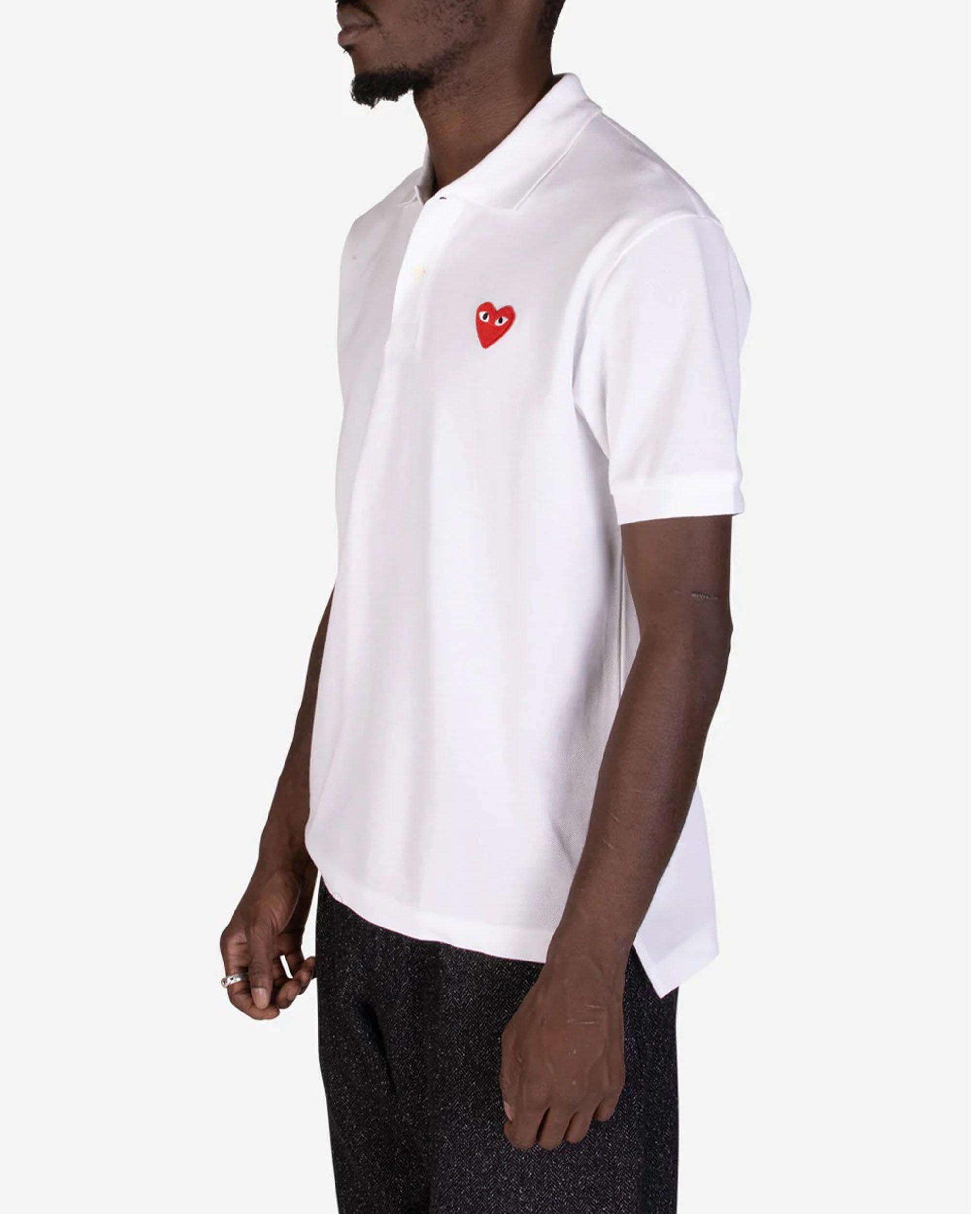 Heart Logo Polo Shirt - White / Red