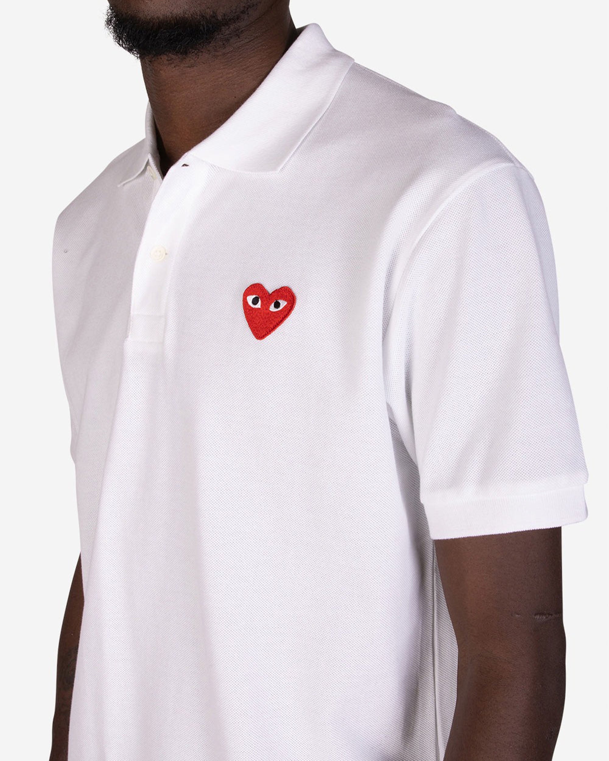 Heart Logo Polo Shirt - White / Red