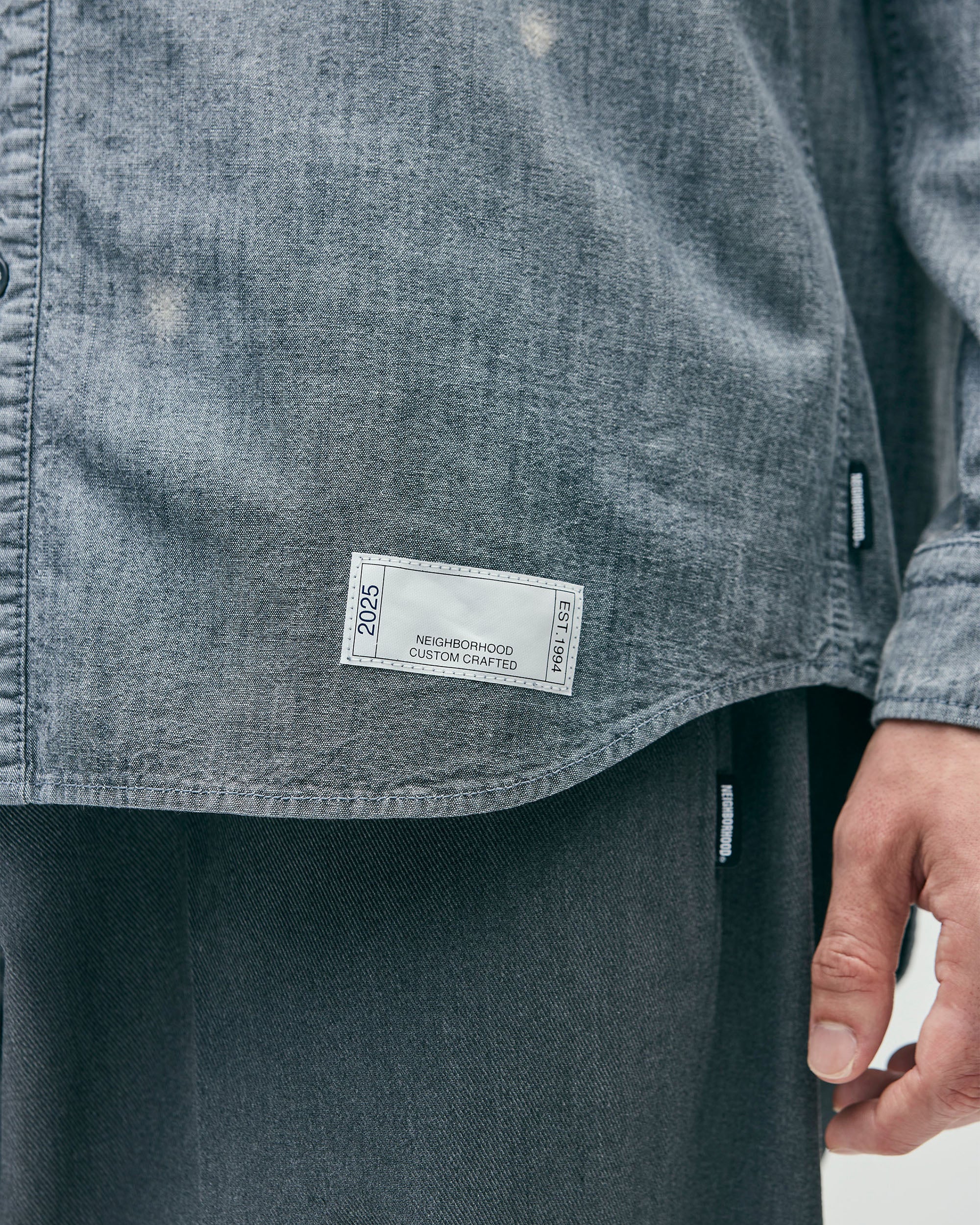 Garment Bleach Chambray L/S Shirt - Black