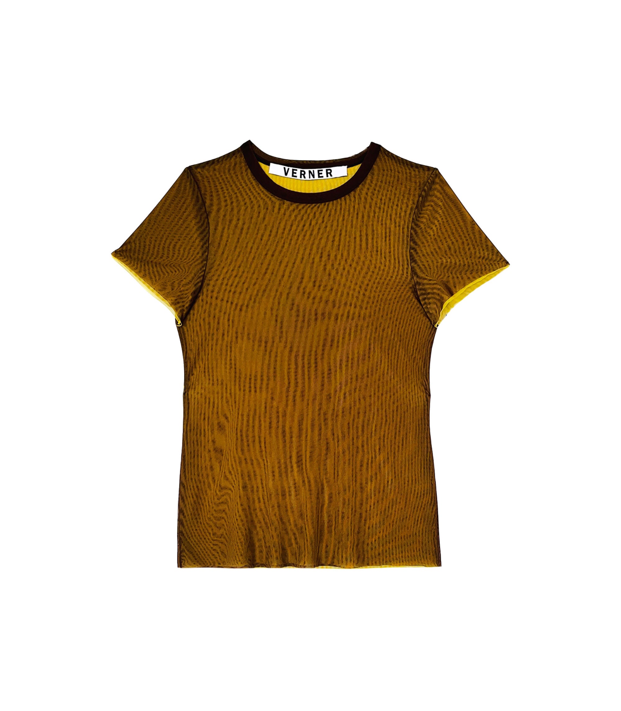Double Layer Mesh T-Shirt - Brown / Yellow