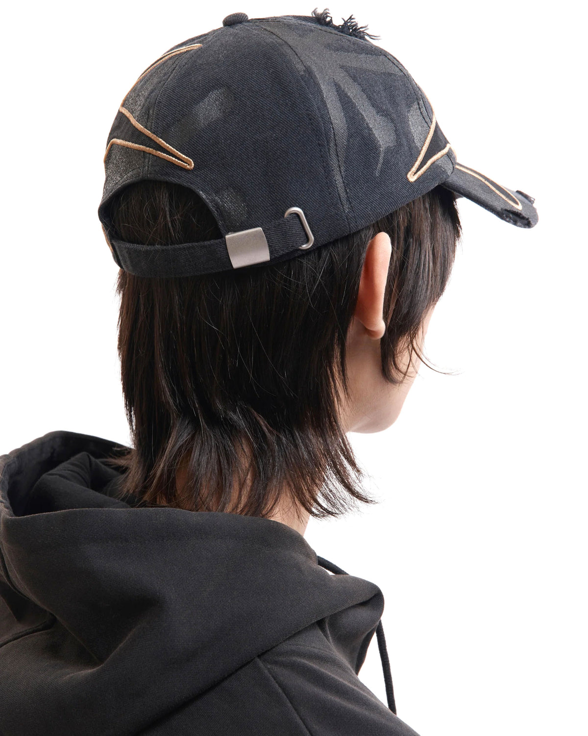 Distressed Urchin Tag Baseball Cap - Black Wash