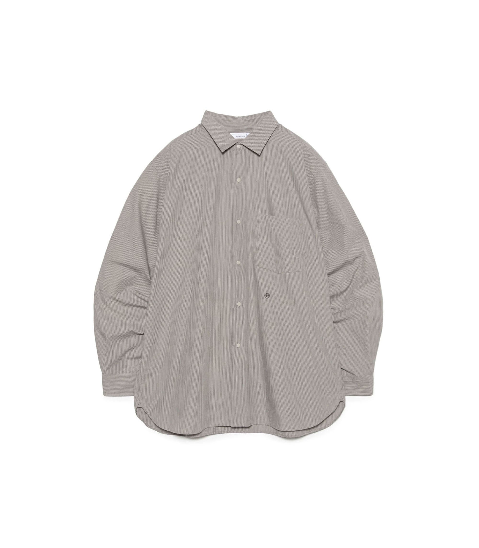 Regular Collar Striped Wind Shirt - Gray