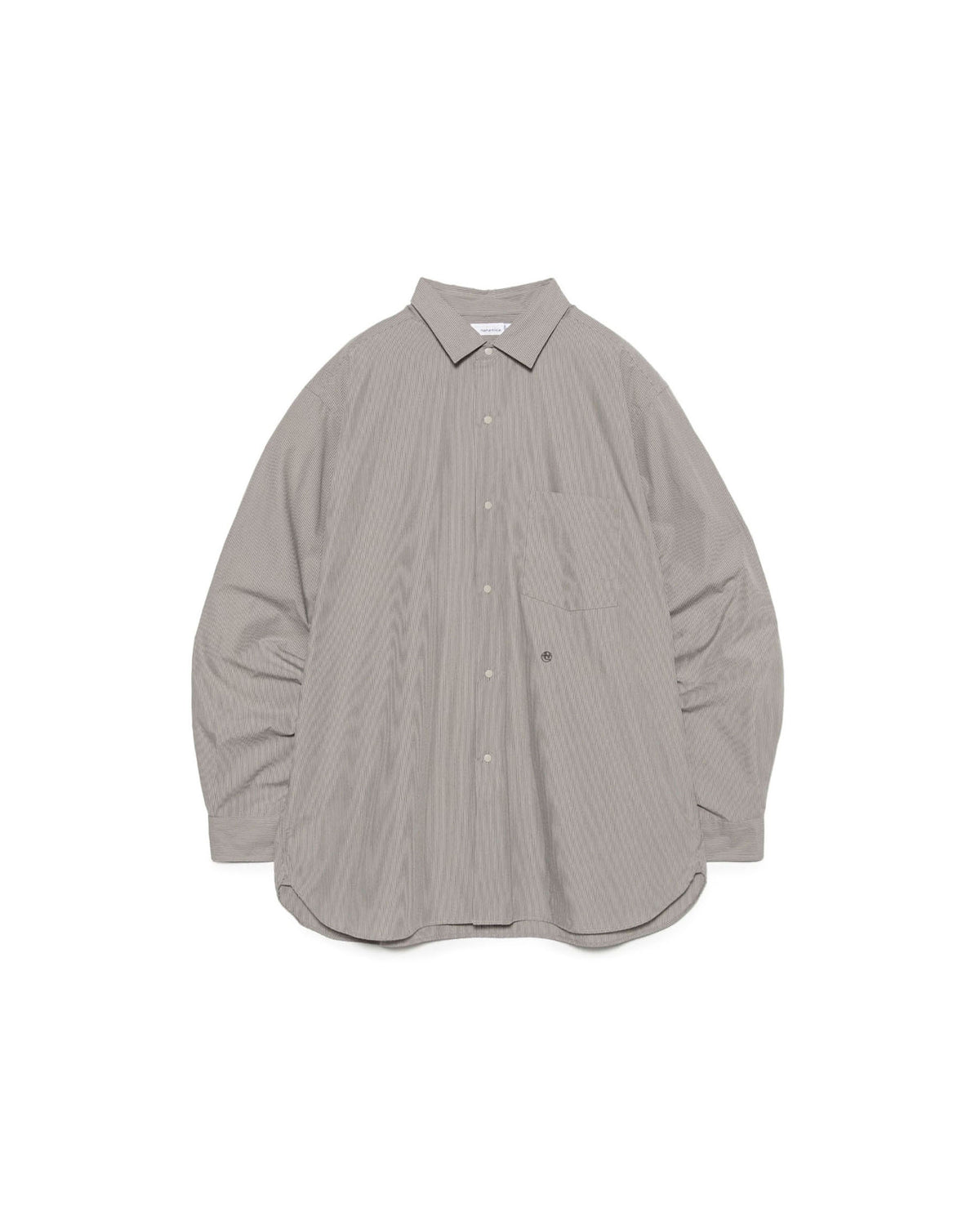 Regular Collar Striped Wind Shirt - Gray