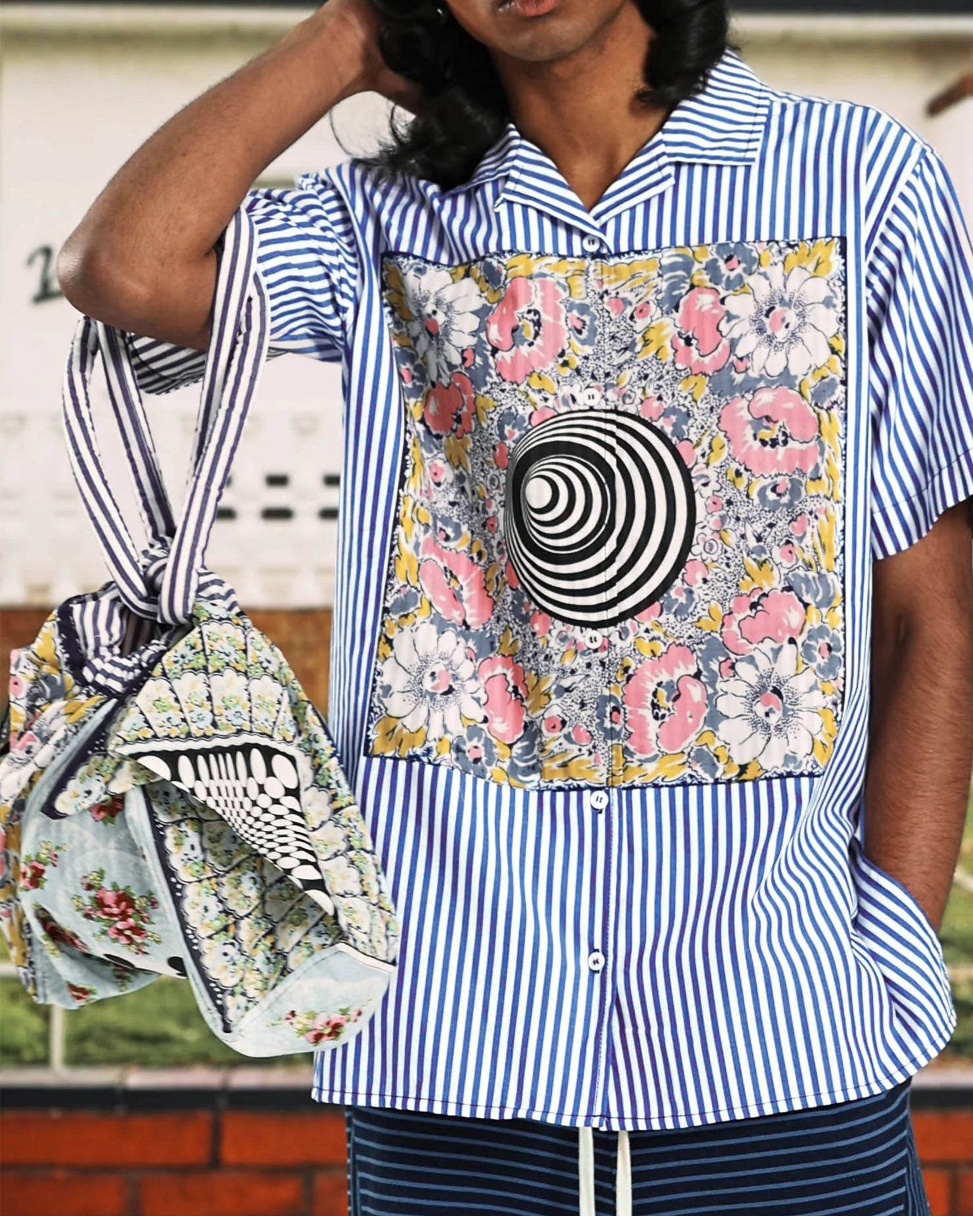 Handkerchief Bag - Blue / Mixed Handkerchief