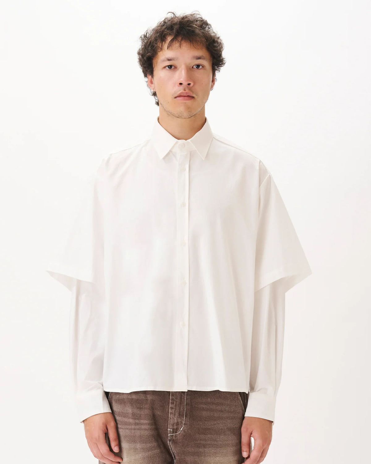 Button-Up Layered Shirt - White