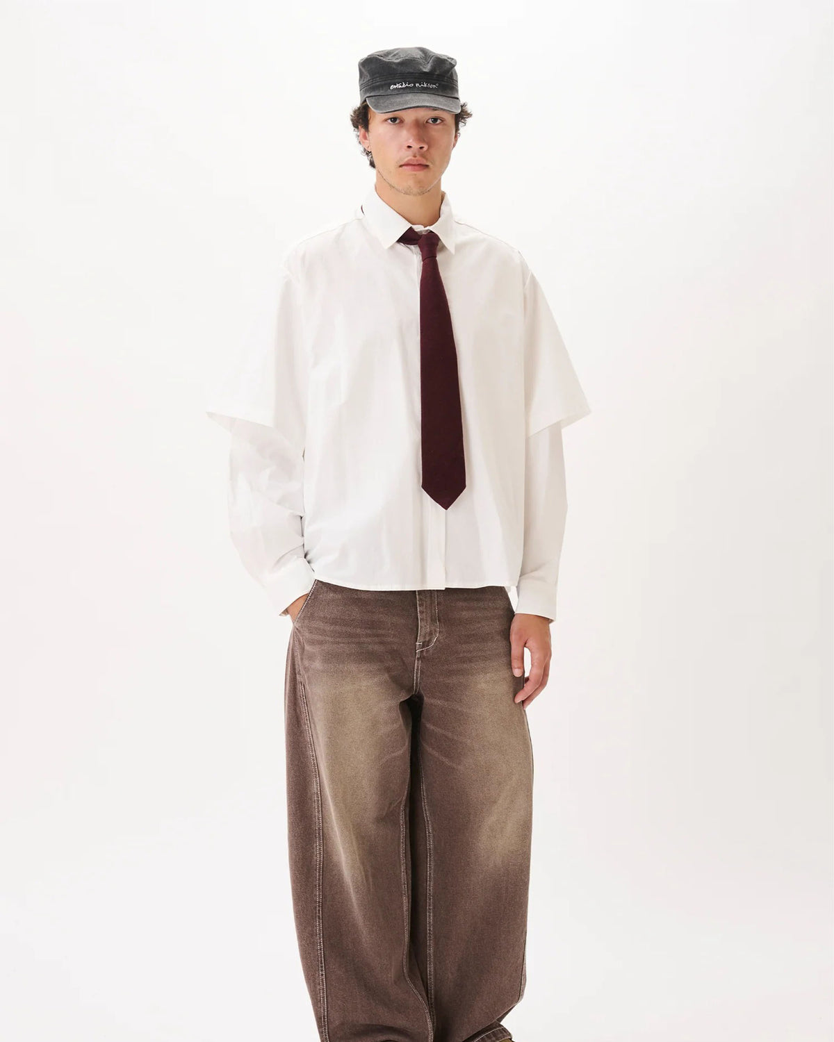 Button-Up Layered Shirt - White