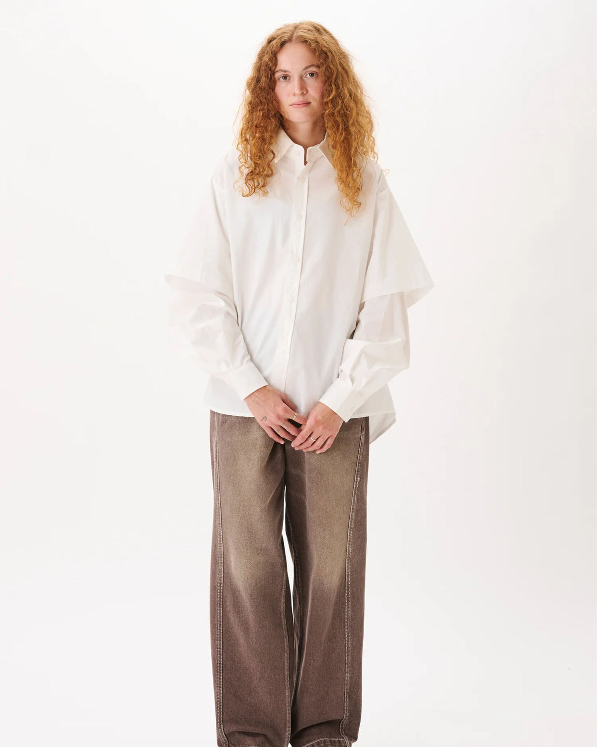 Button-Up Layered Shirt - White