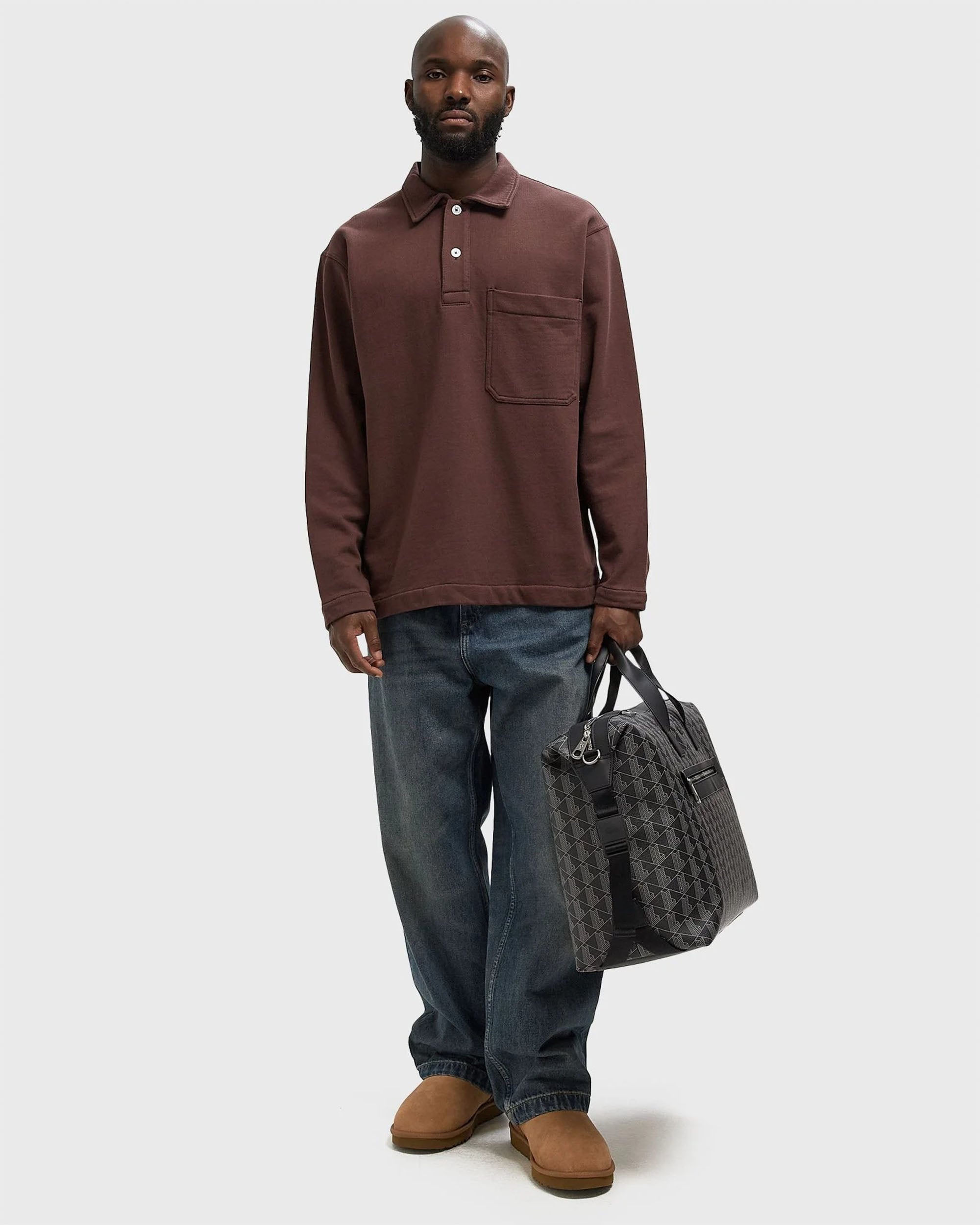 Fraser Relaxed Organic Loopback LS Polo - Mahogany