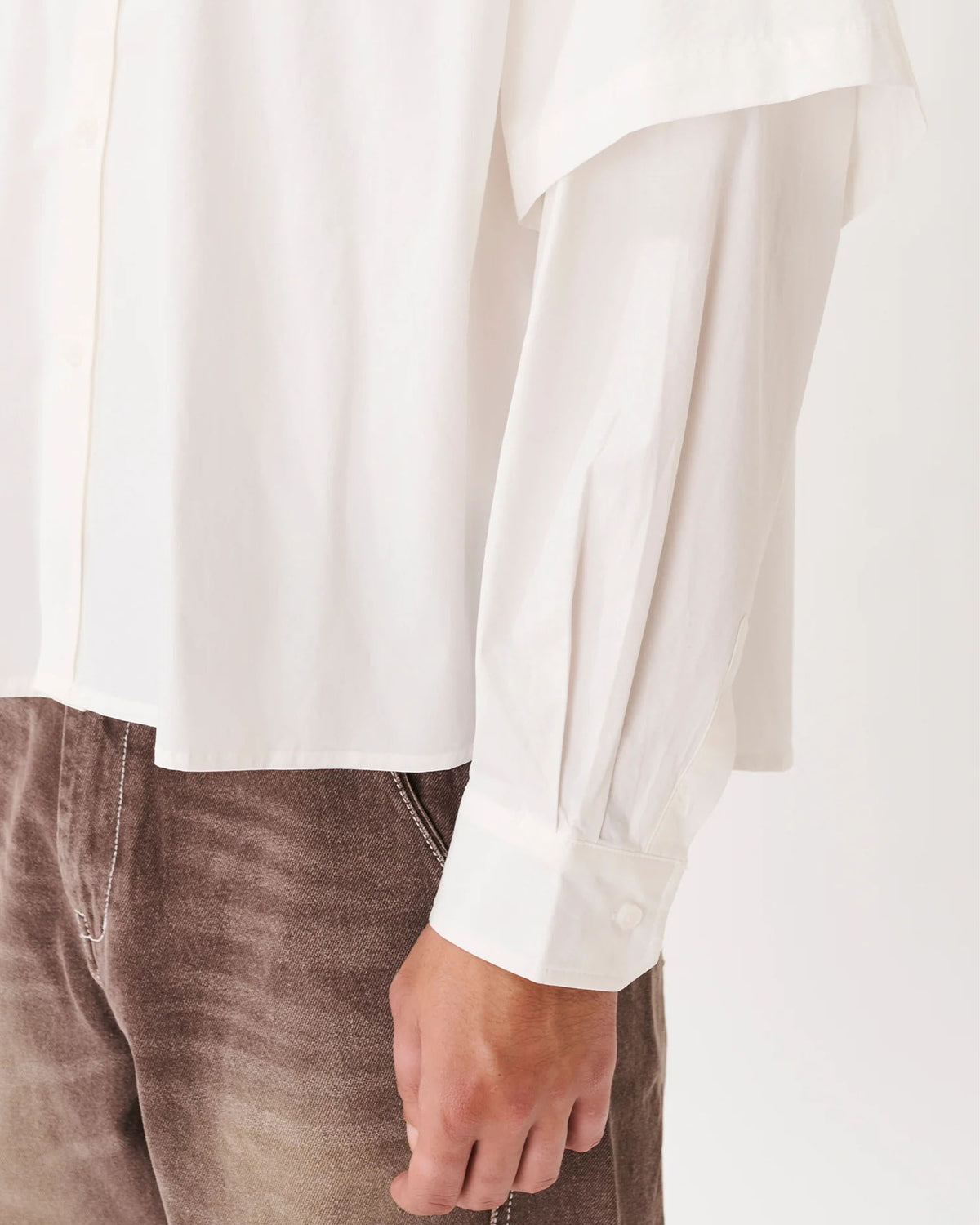 Button-Up Layered Shirt - White