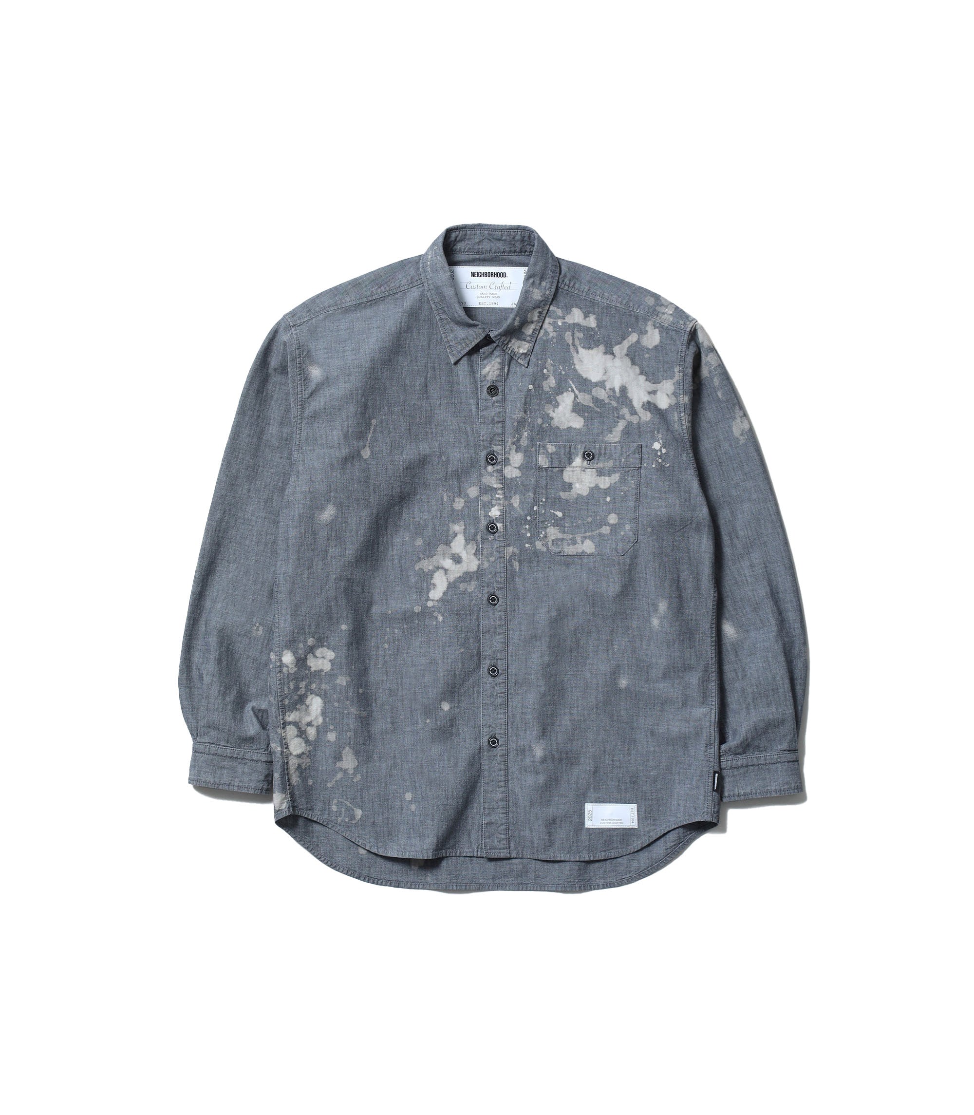 Garment Bleach Chambray L/S Shirt - Black