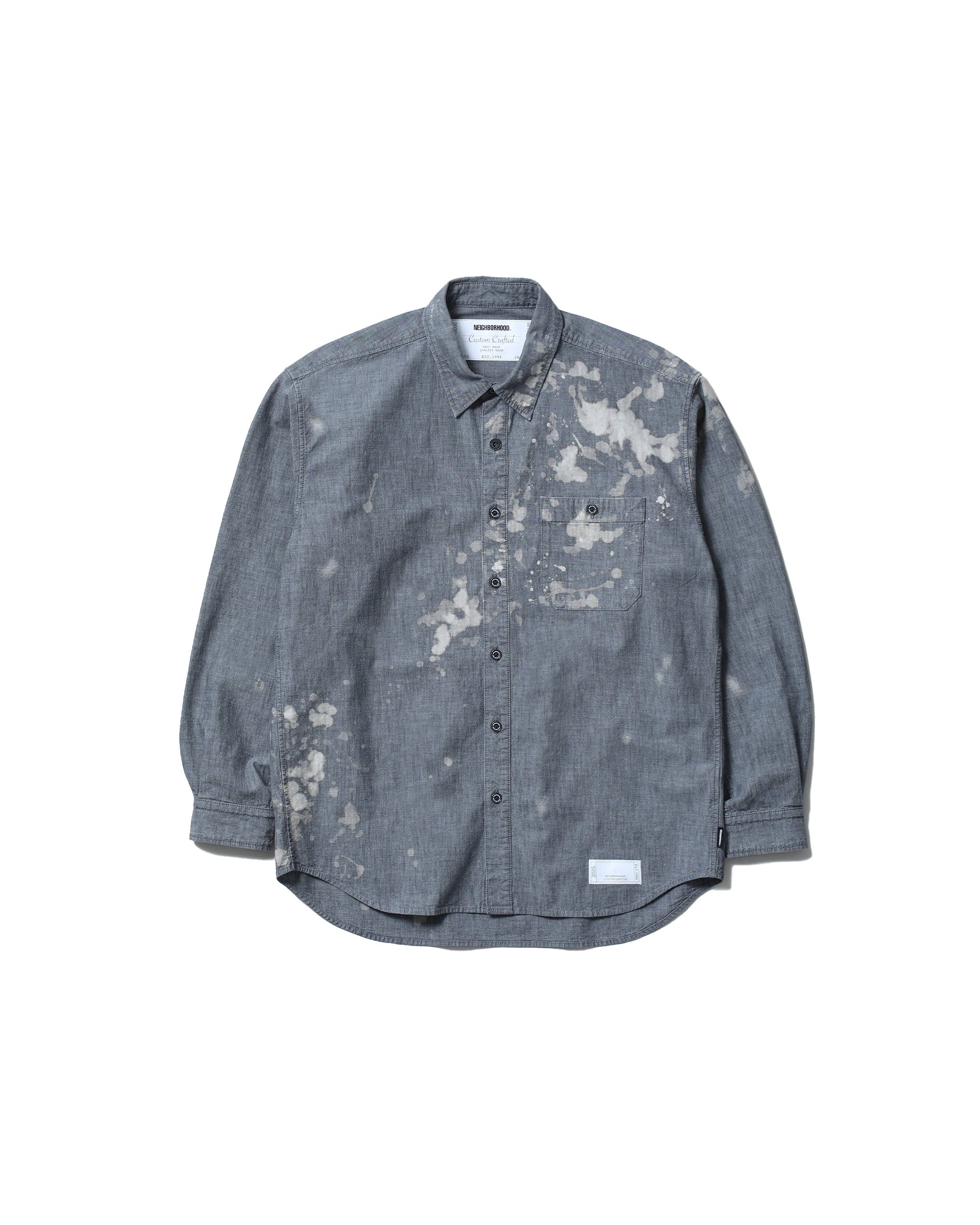 Garment Bleach Chambray L/S Shirt - Black