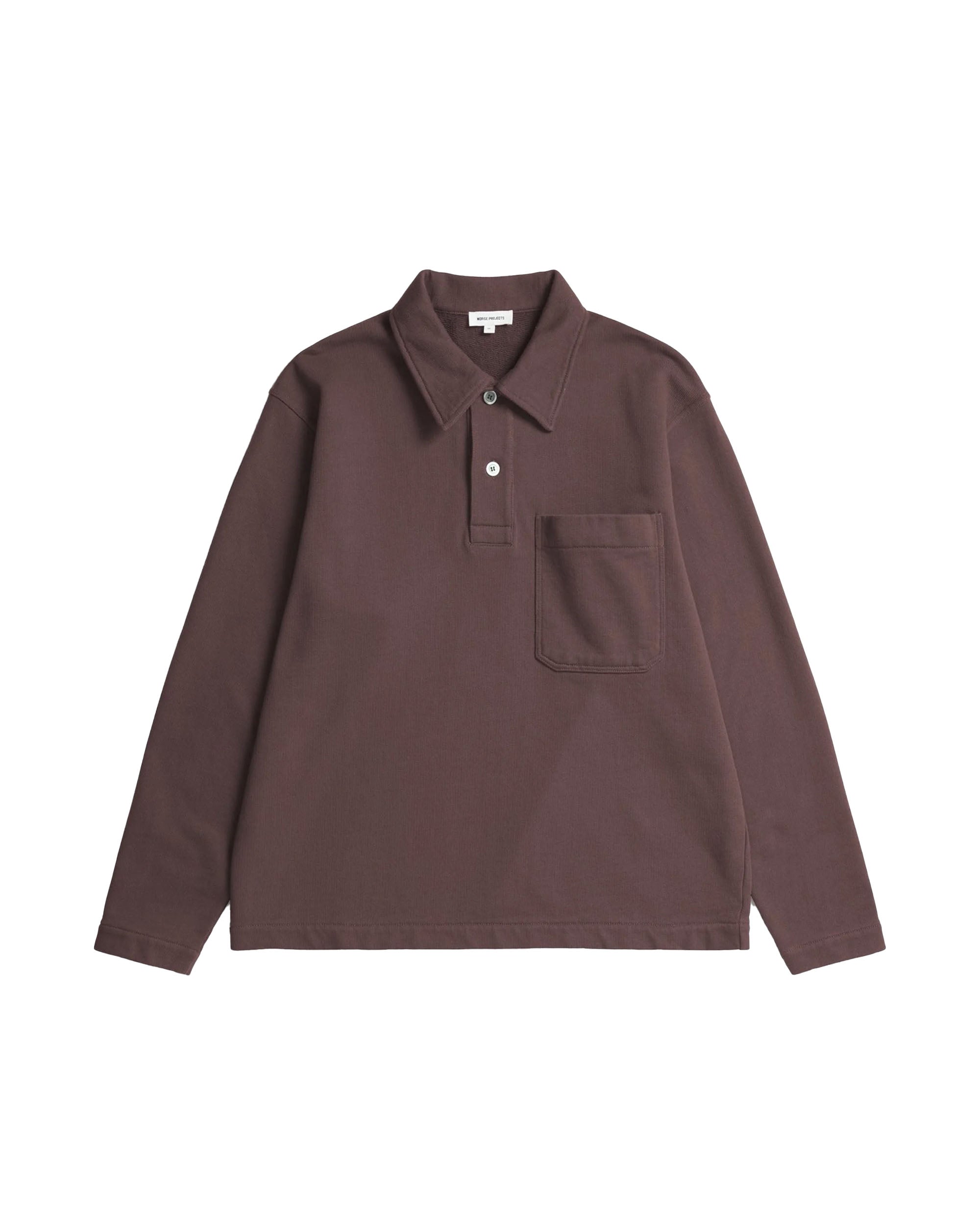 Fraser Relaxed Organic Loopback LS Polo - Mahogany