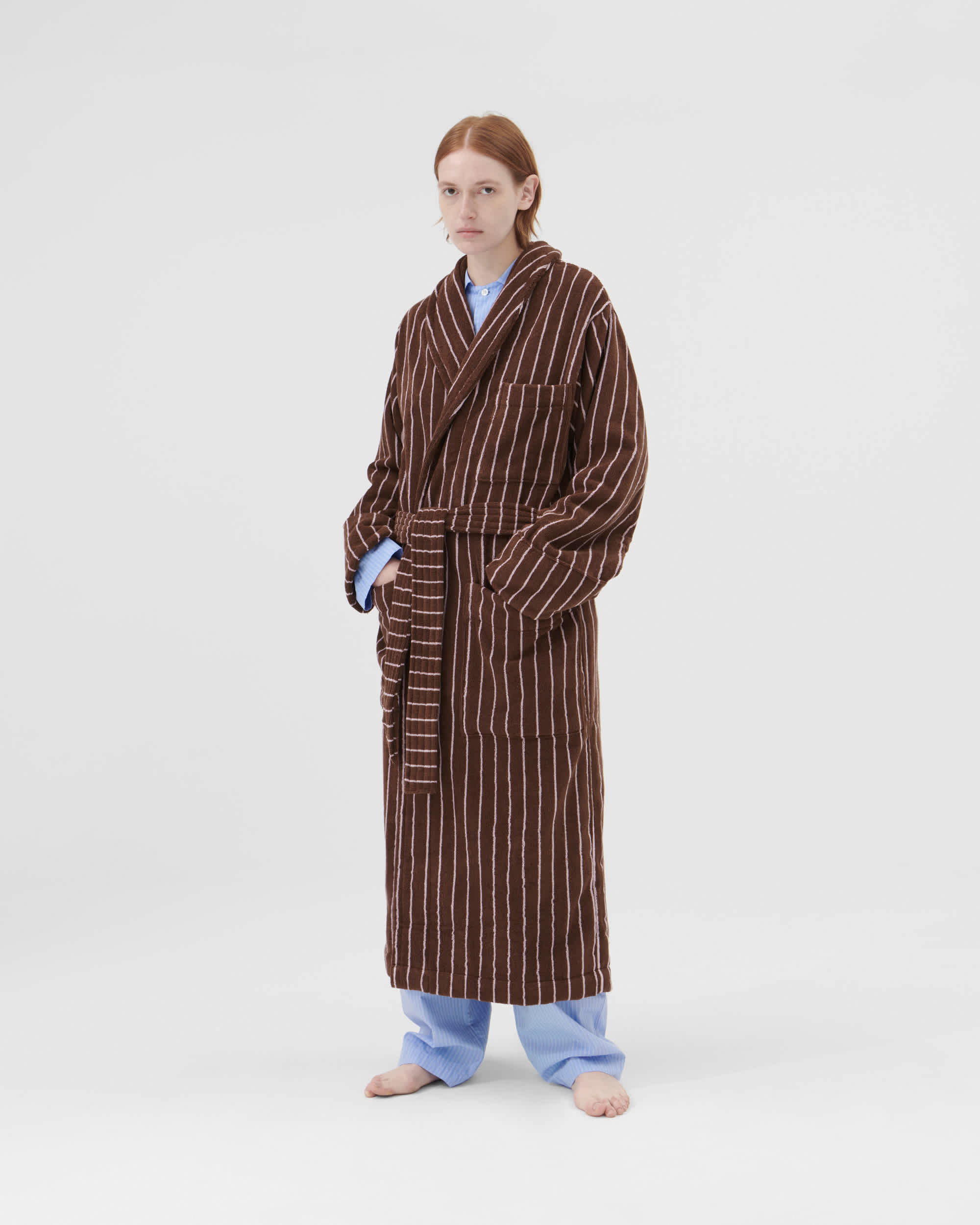 Classic Bathrobes (Striped) - Carmel / White Stripes