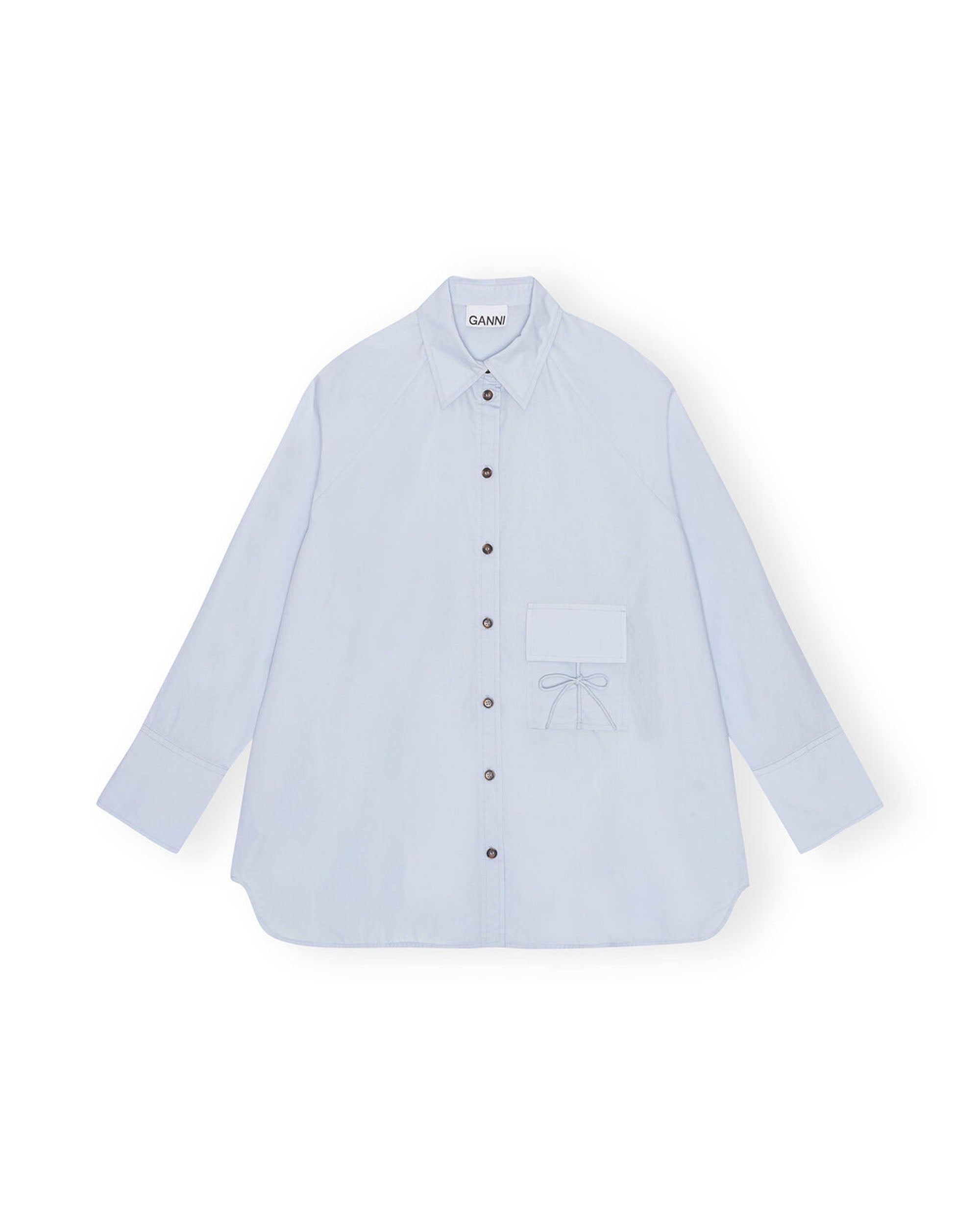 Cotton Poplin Oversize Raglan Shirt - Heather