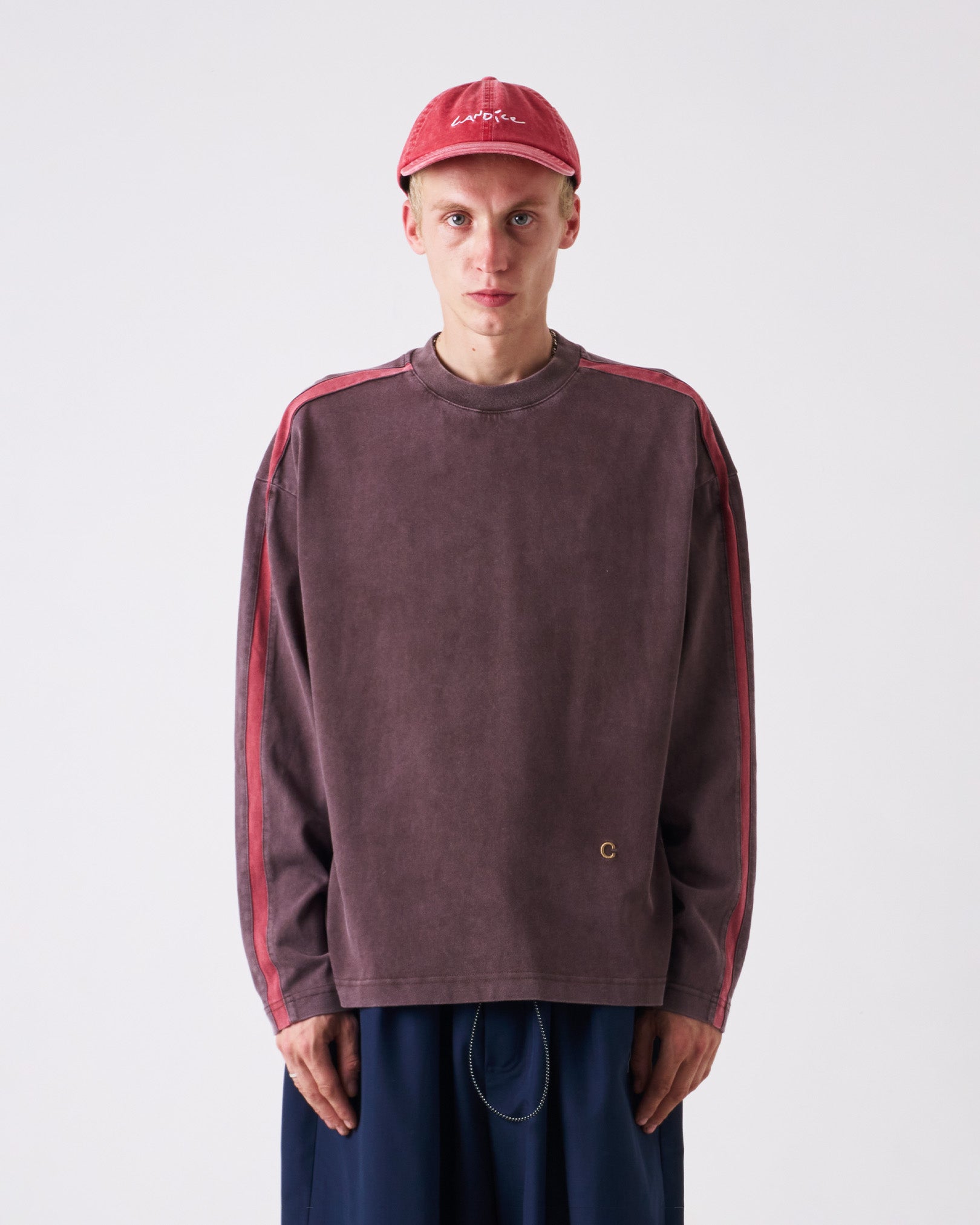 Racer LS Tee - Brown / Red Stripe