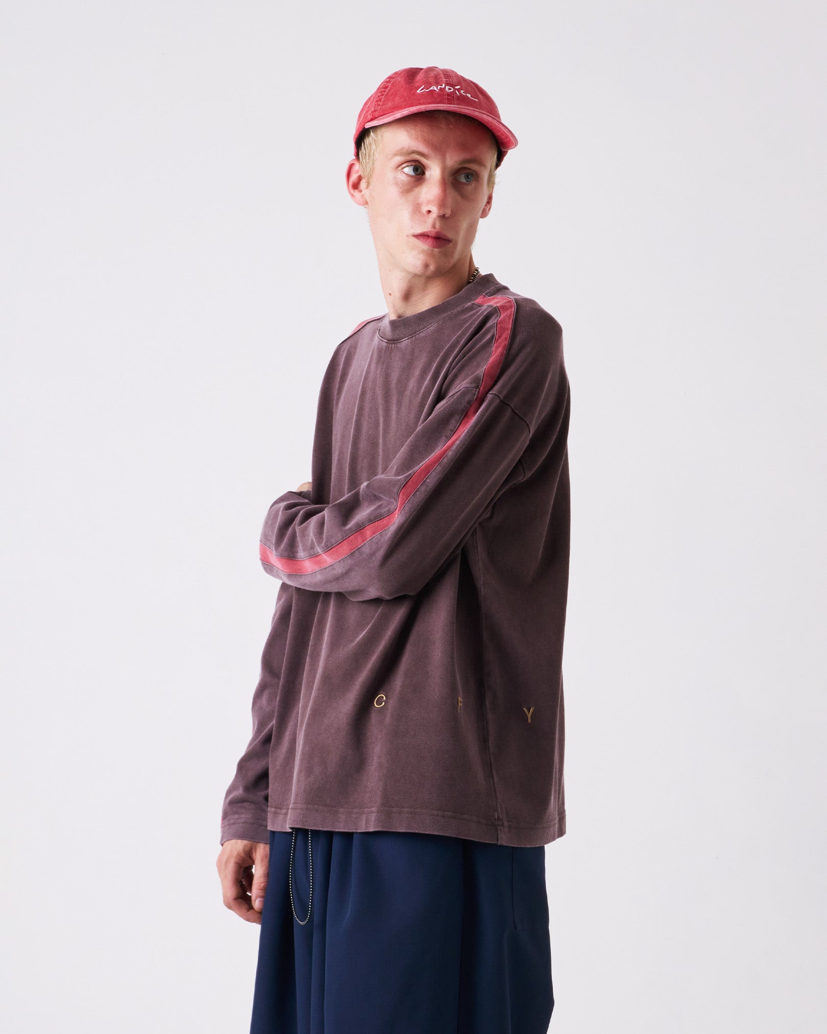 Racer LS Tee - Brown / Red Stripe