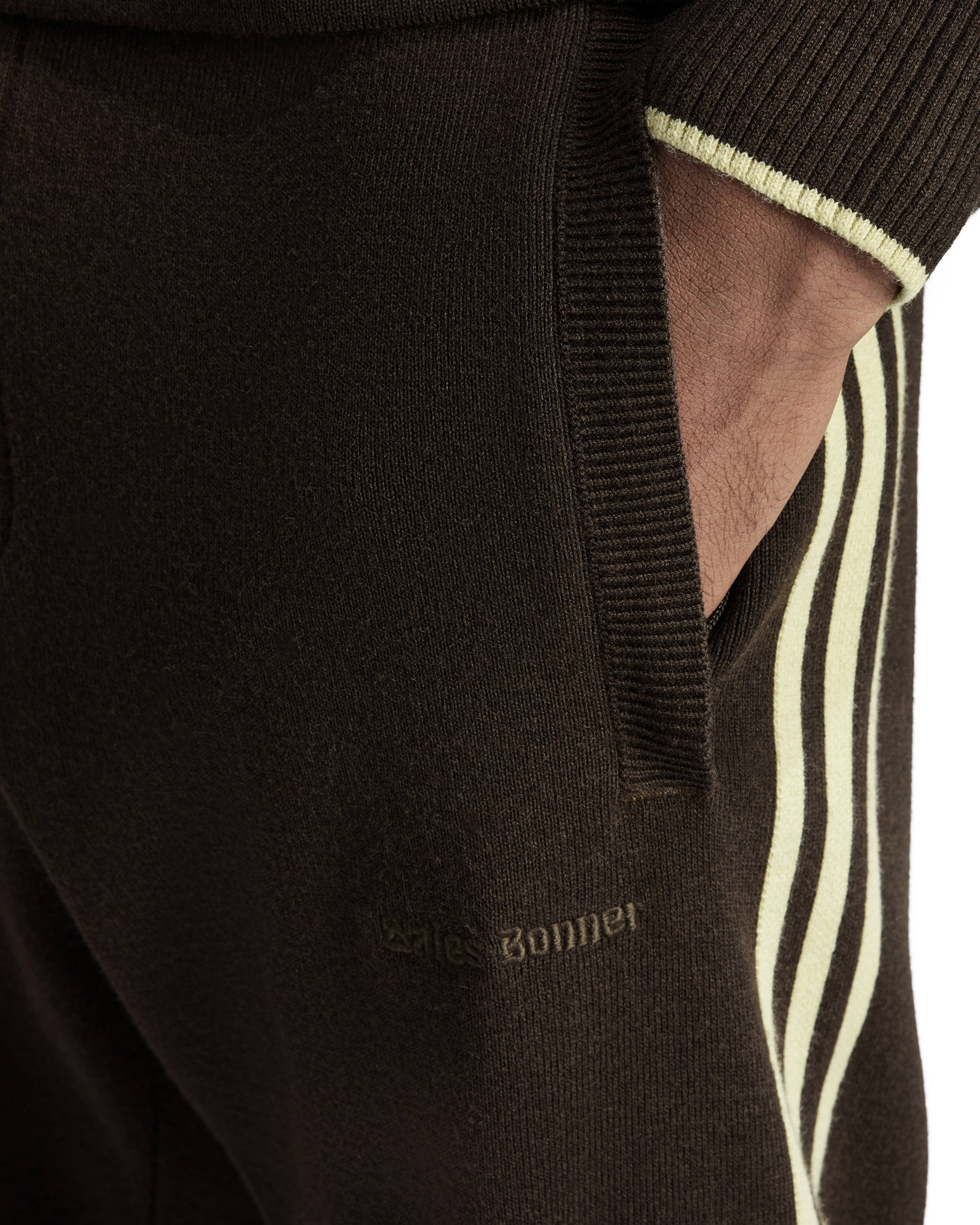 Wales Bonner Knit Pants - Dark Brown / Cream White