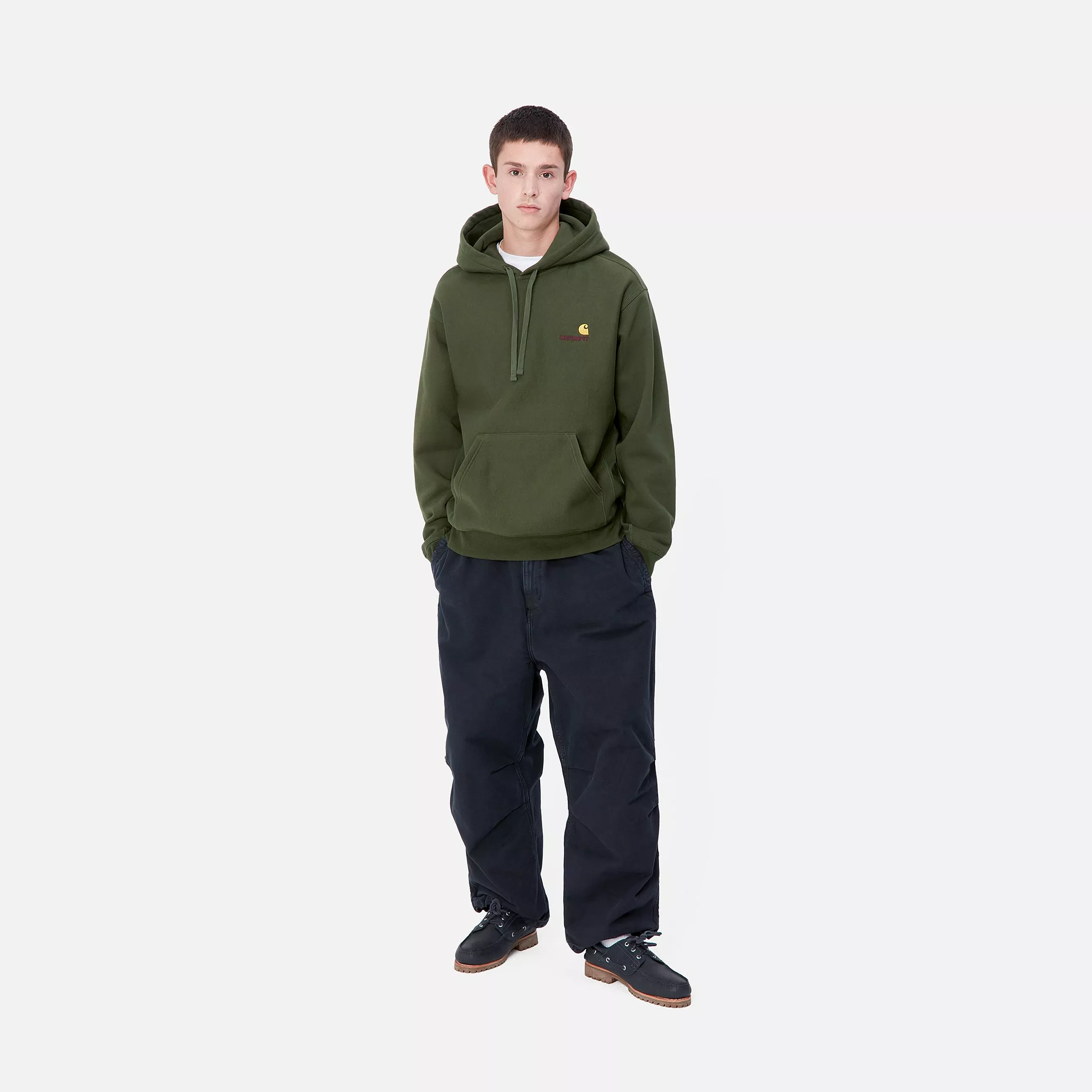 Hooded American Script Sweat - Tarragon