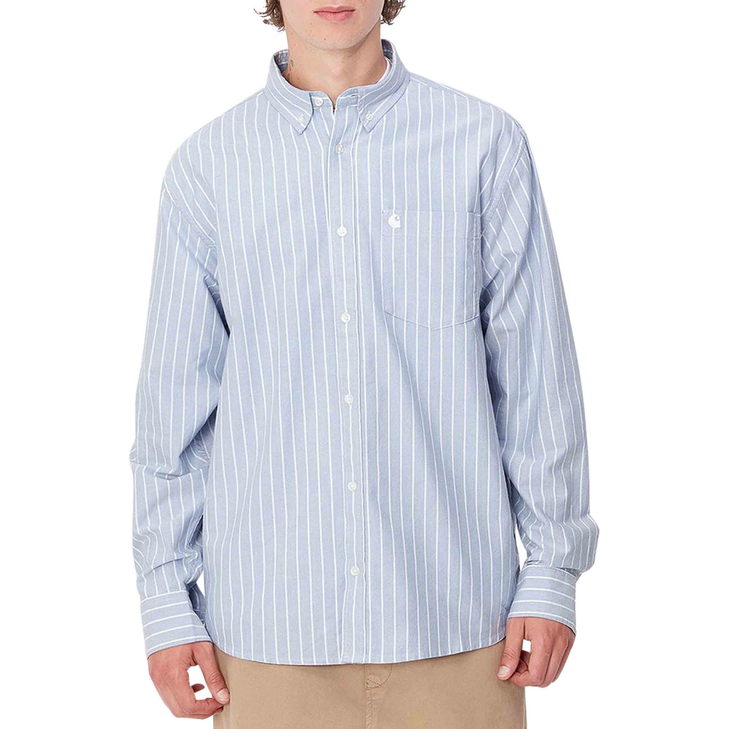 L/S Dowlen Shirt - Dowlen Stripe Bleach / White