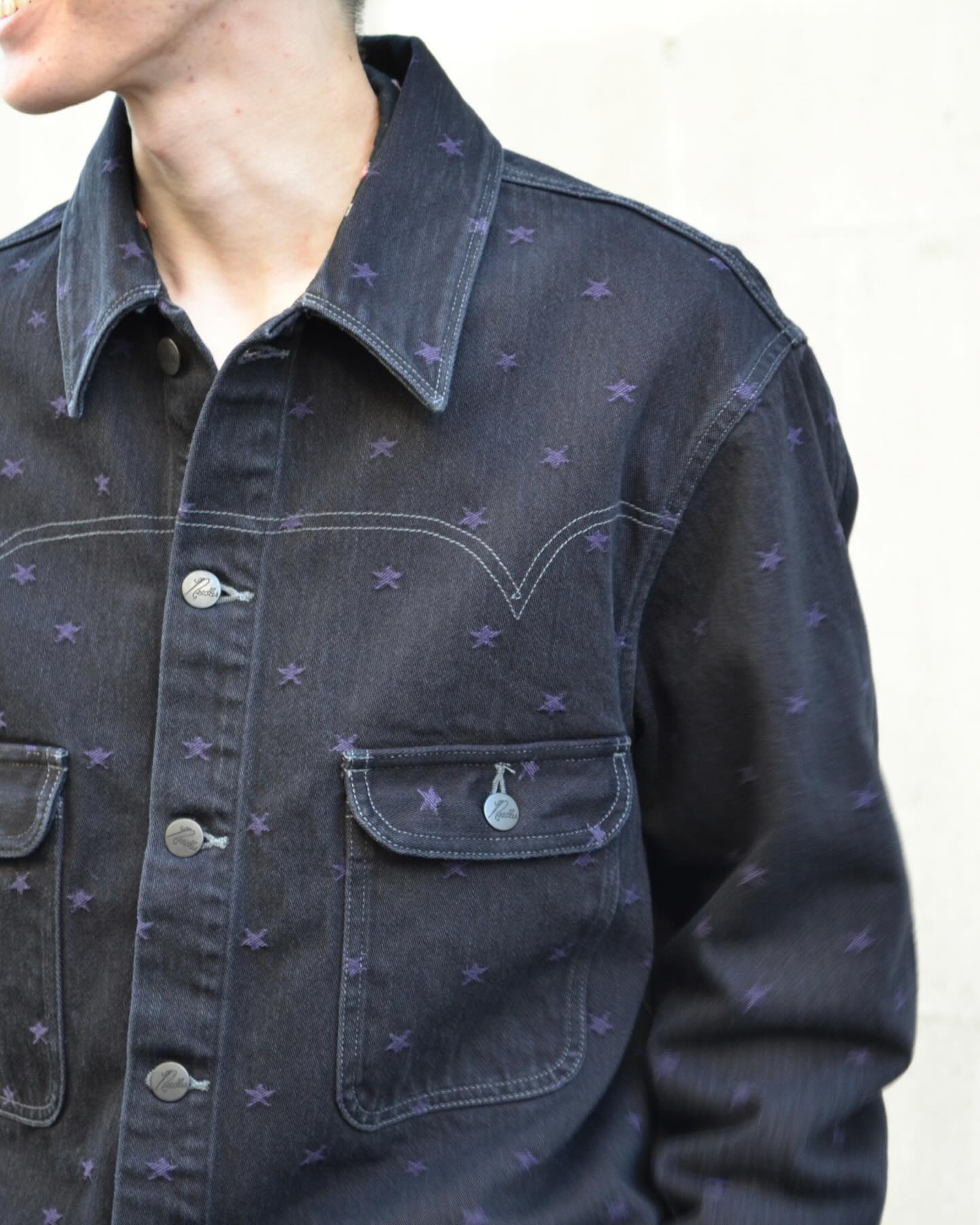 Denim Jacquard Jean Jacket - Black