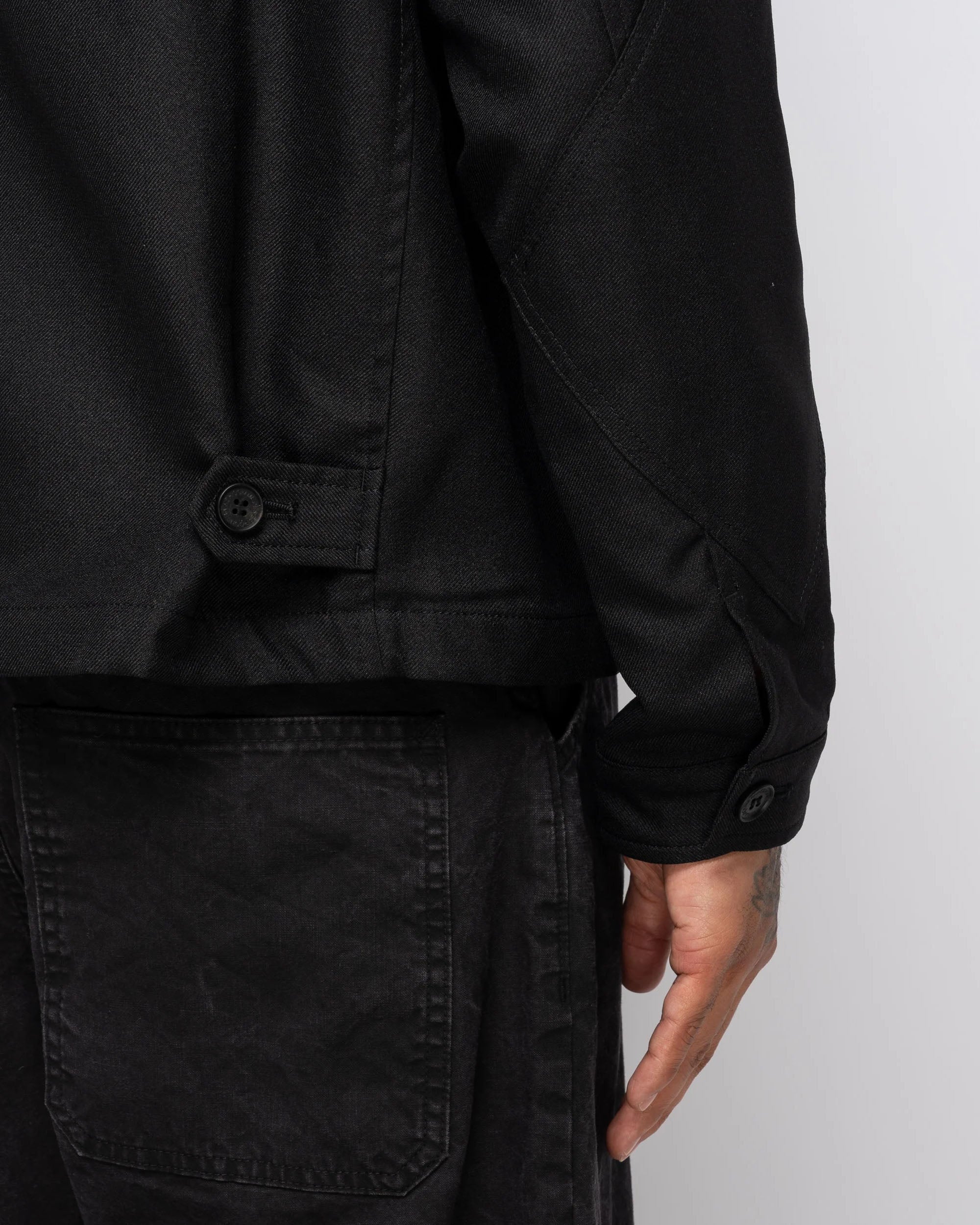Polyester Serge Zip Jacket - Black
