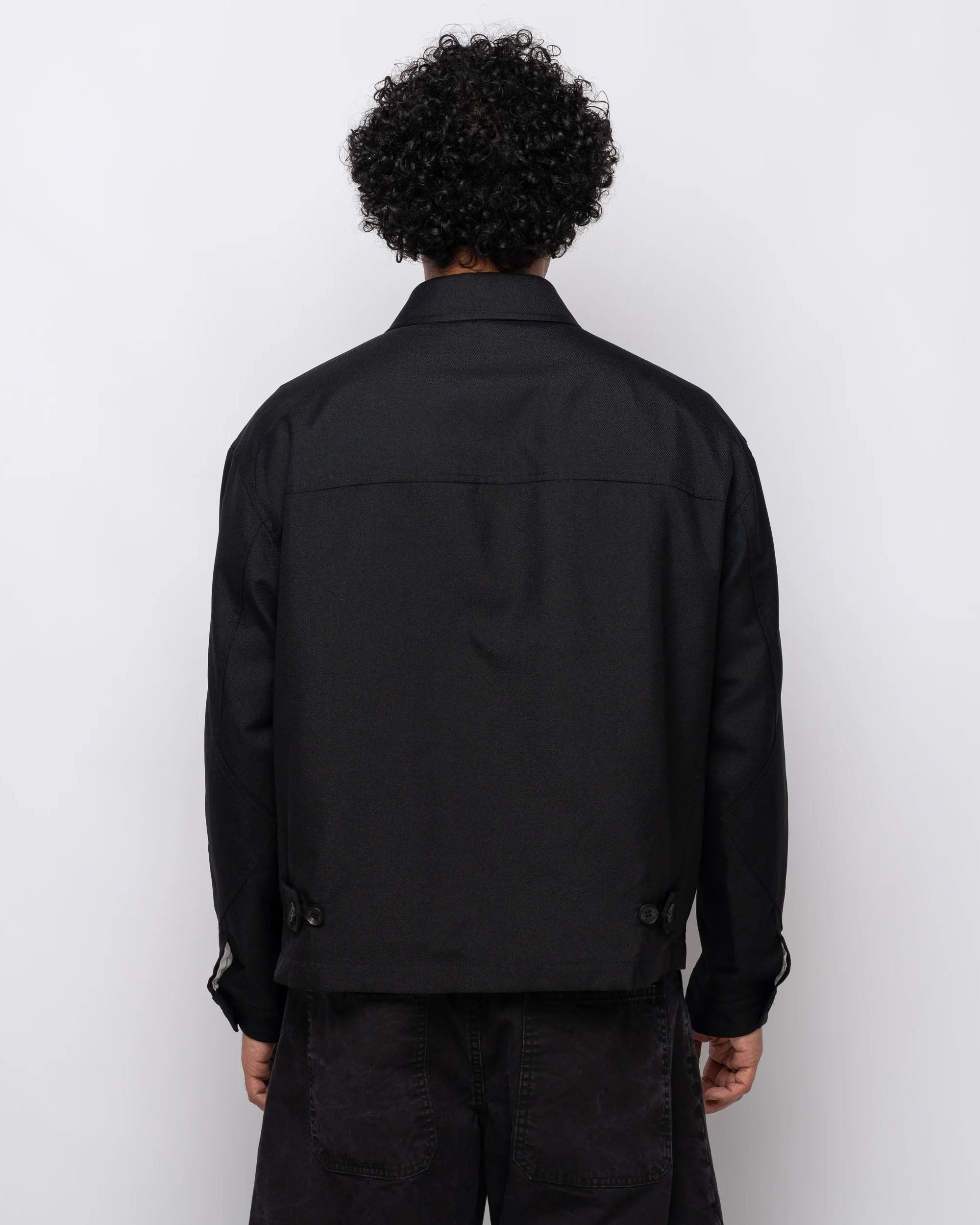 Polyester Serge Zip Jacket - Black