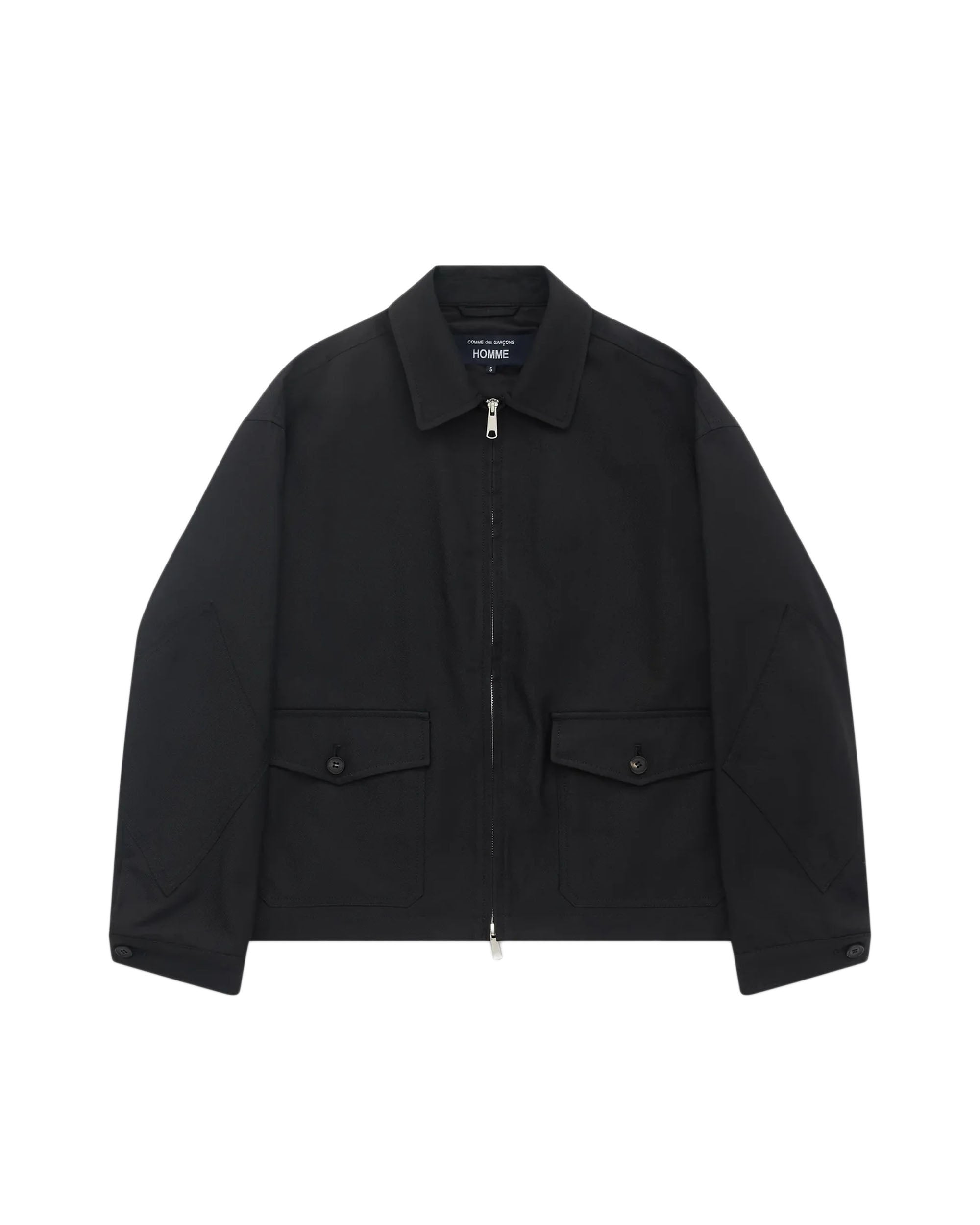 Polyester Serge Zip Jacket - Black