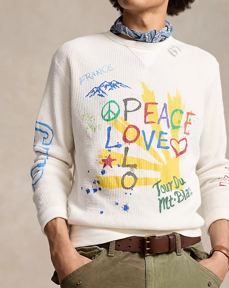 Peace Love Waffle Knit "Nevis" - White