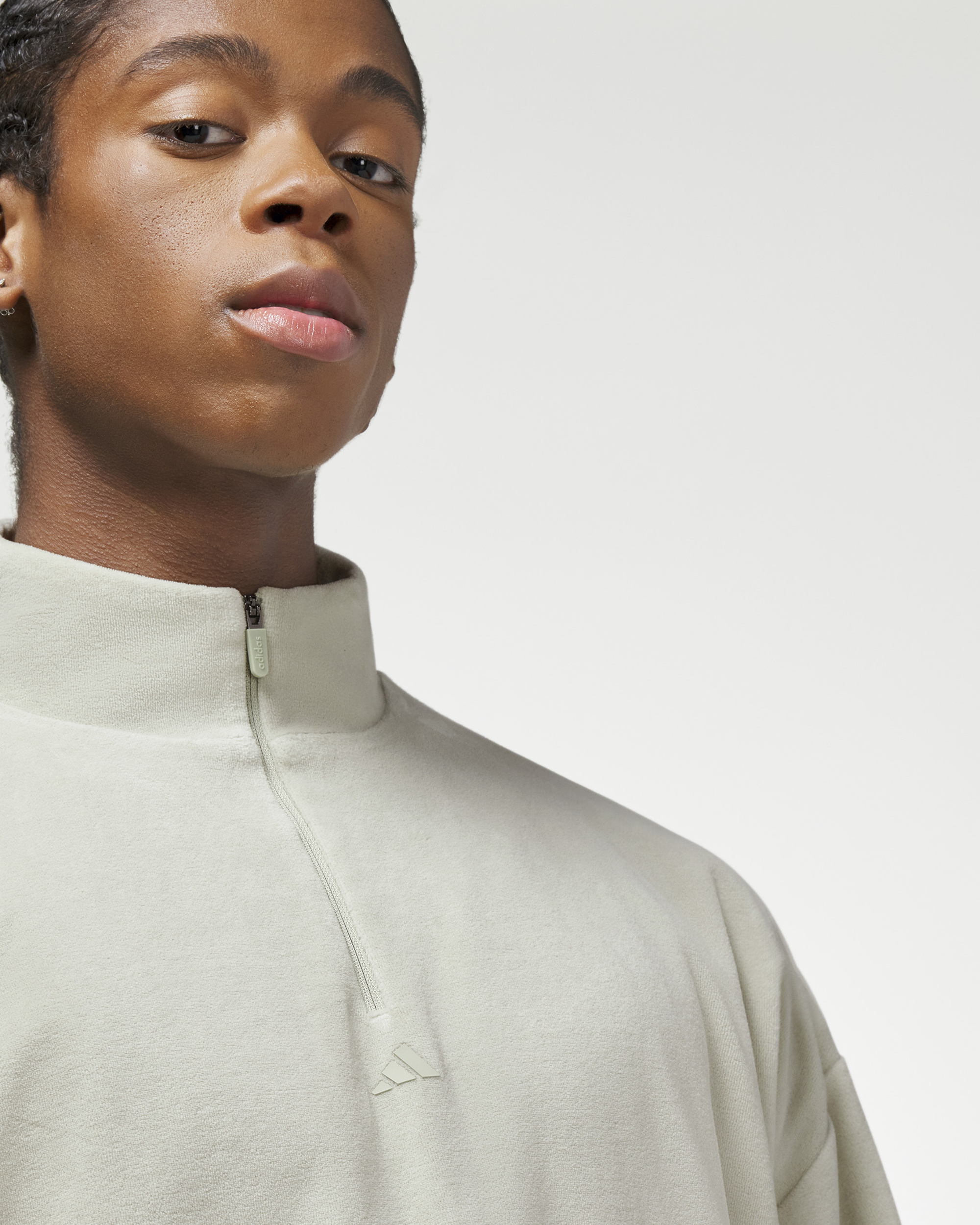 Velour Half Zip Sweatshirt - Halo Green